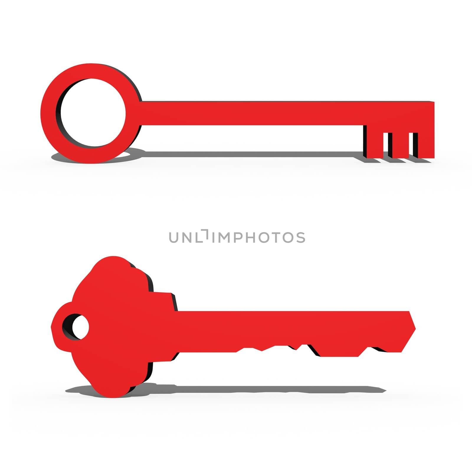 3D keys isolated against a white background