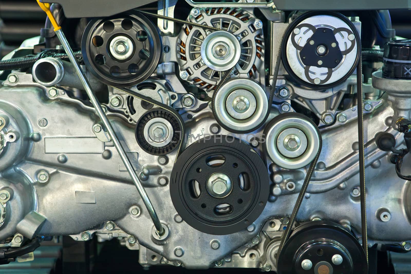 Closeup of the powerful engine modern car