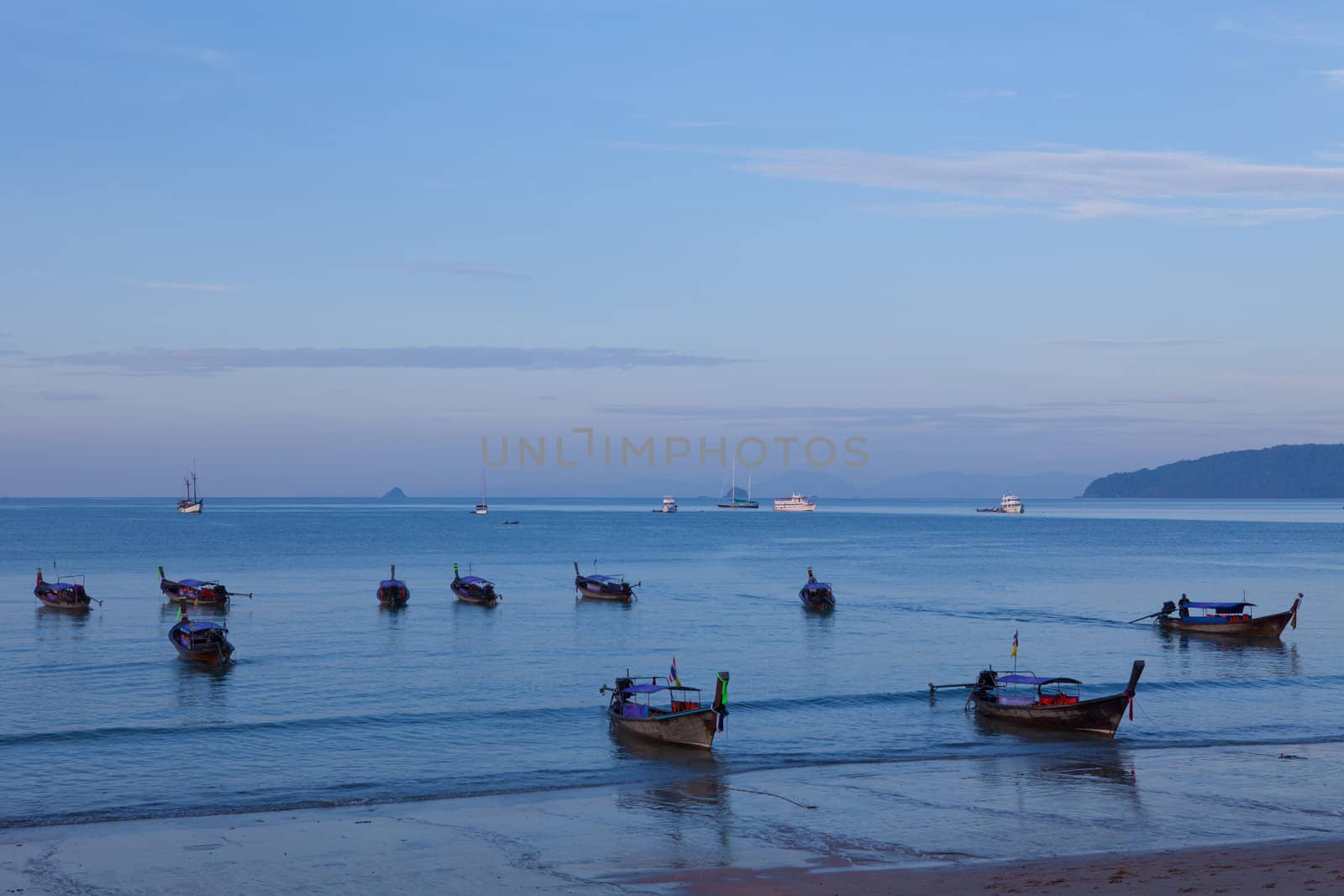 boats on the sea by witthaya