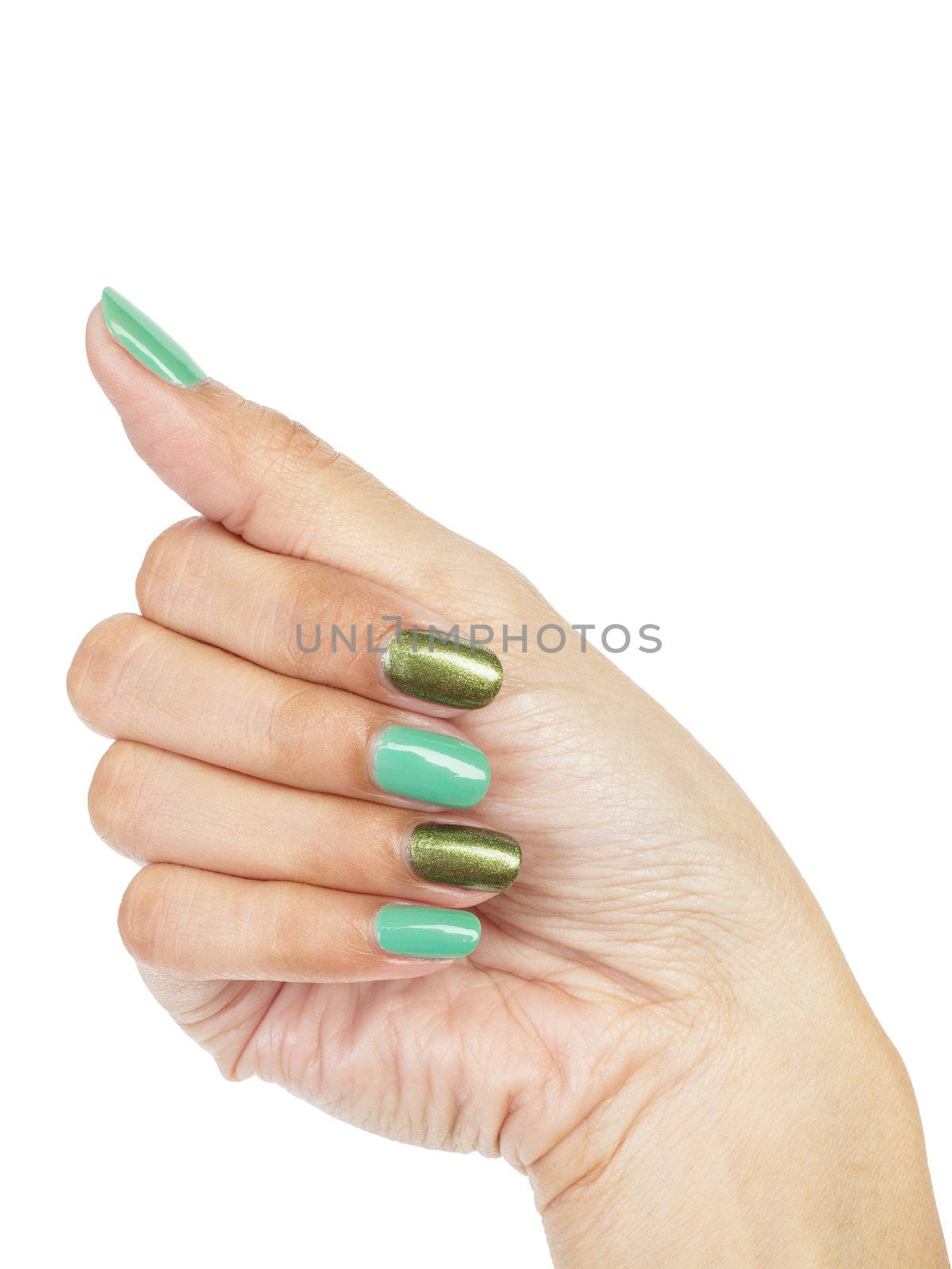 Women hands with nail manicure by FrameAngel