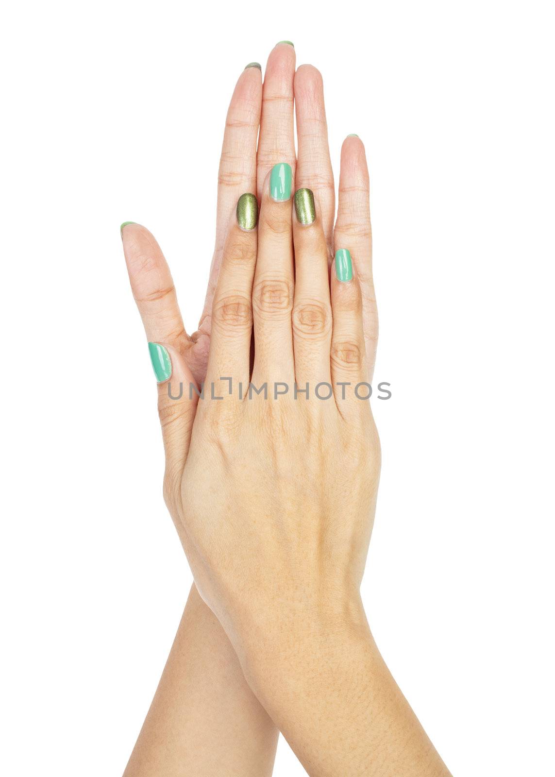 Women hands with nail manicure