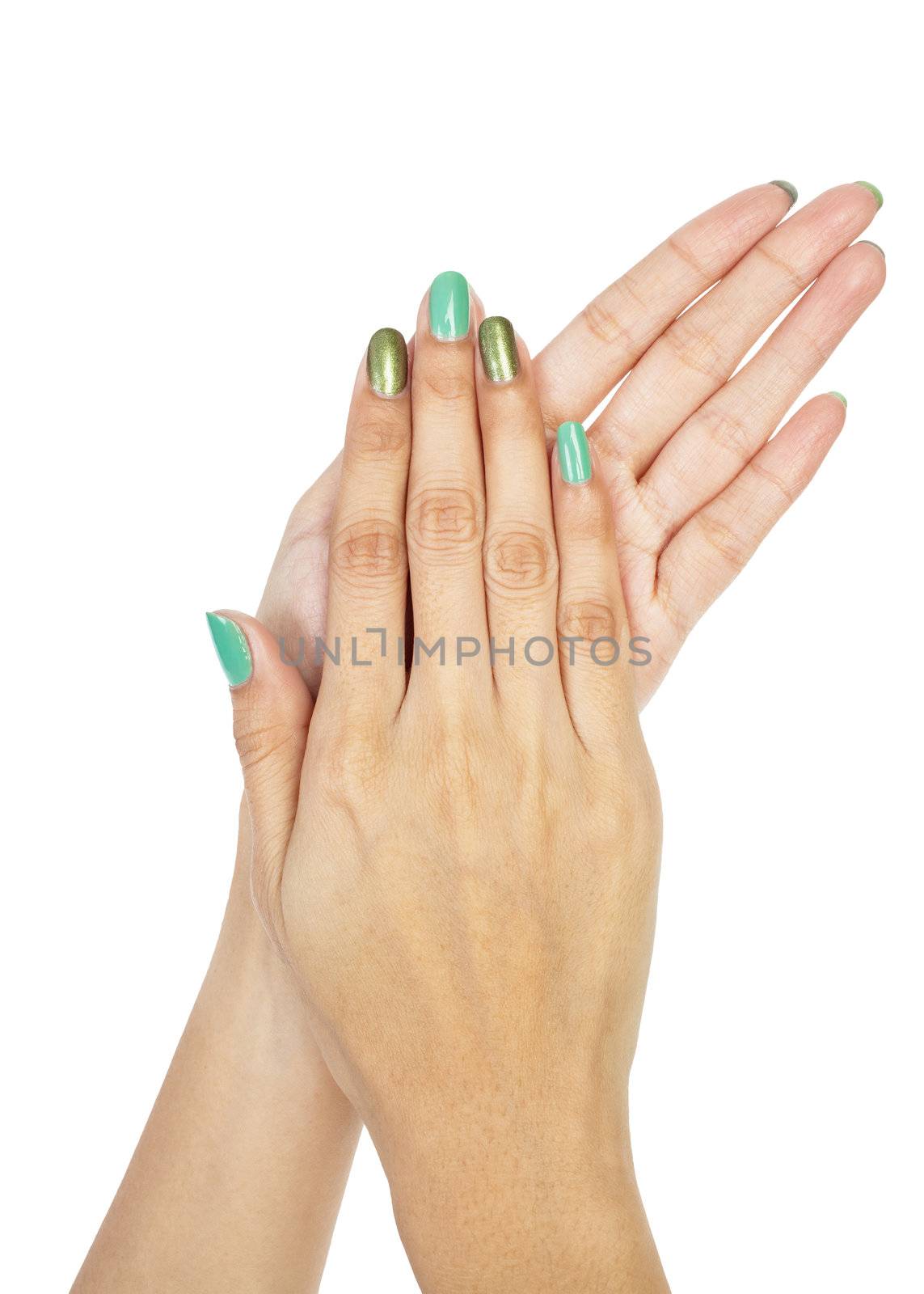 Women hands with nail manicure by FrameAngel