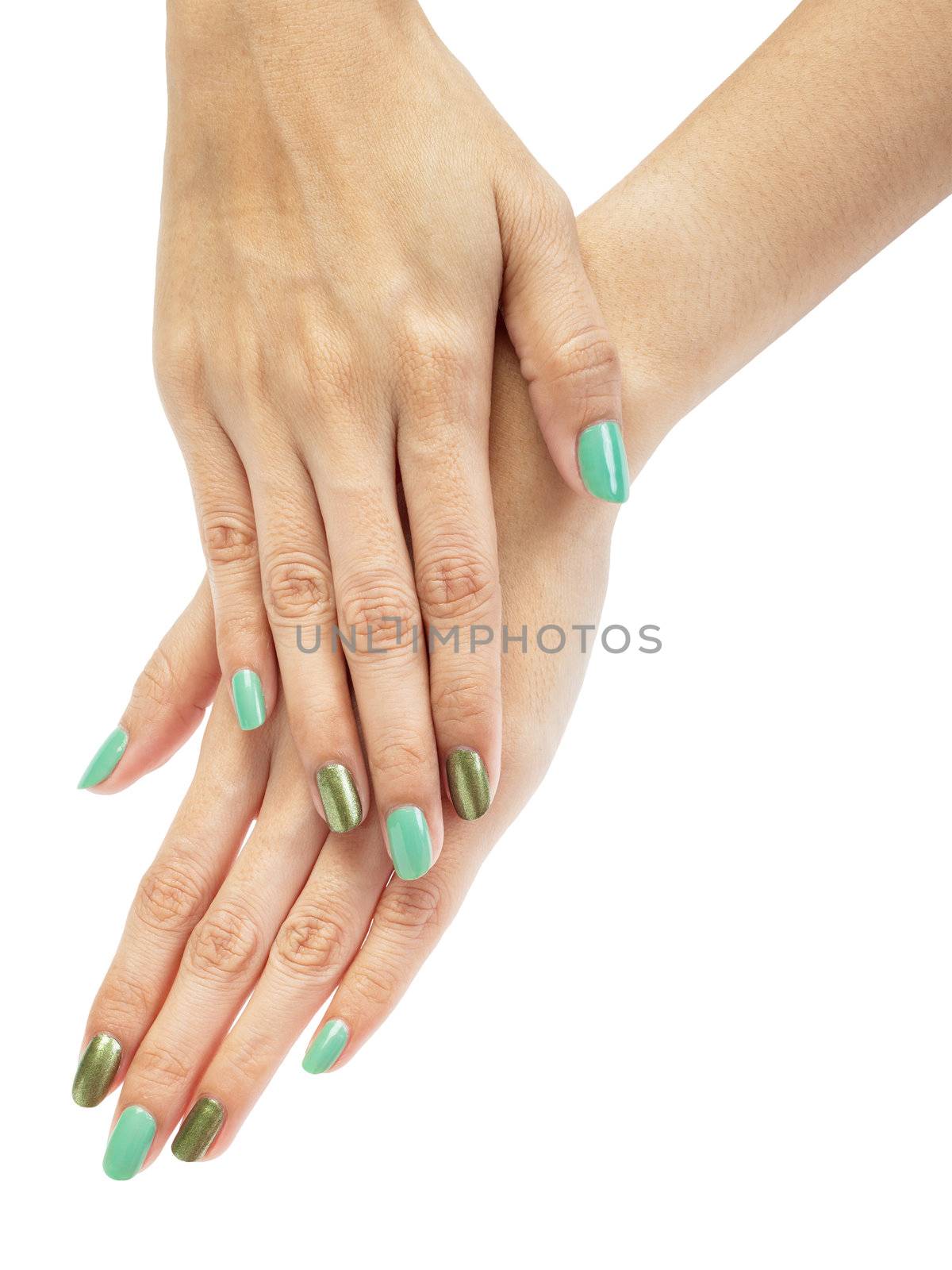 Women hands with nail manicure