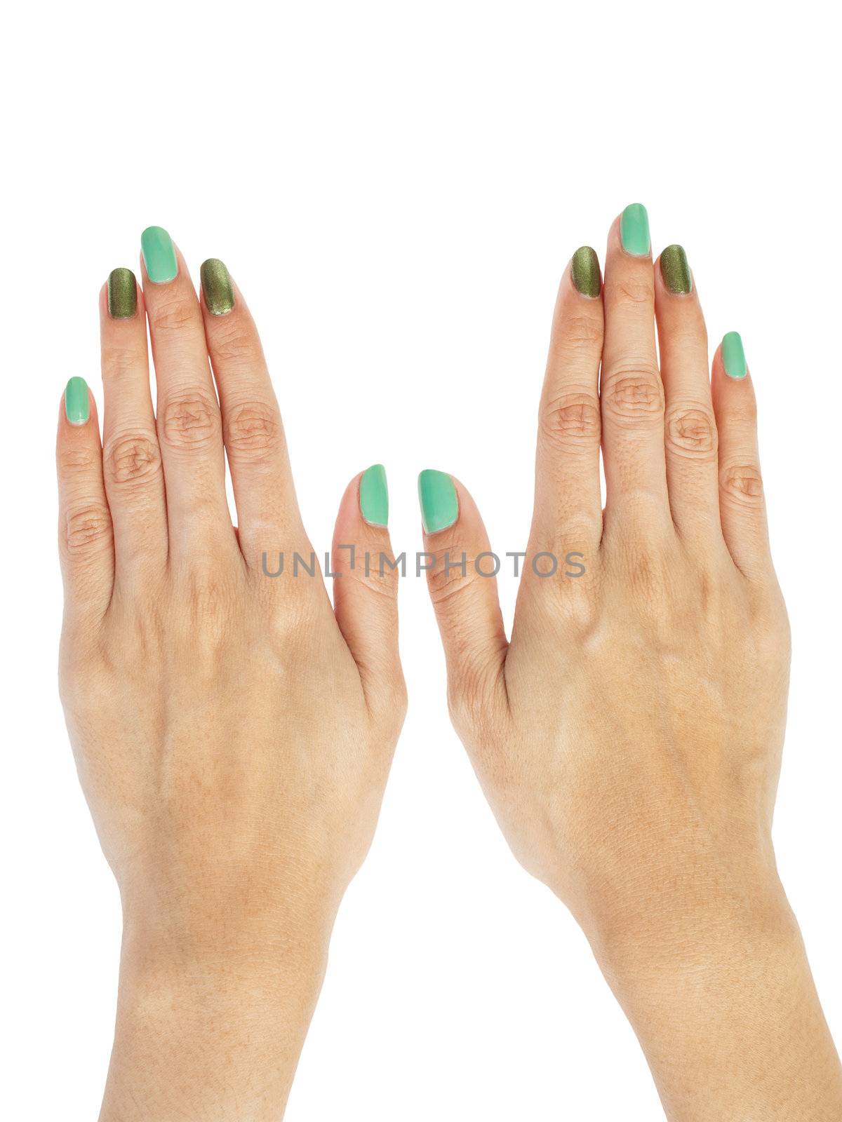 Women hands with nail manicure by FrameAngel