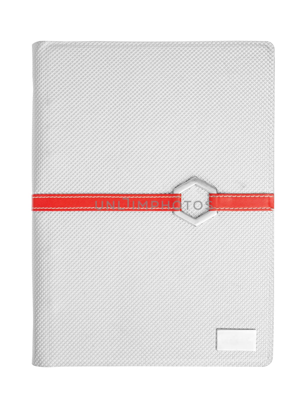 Leather book cover and red ribbon