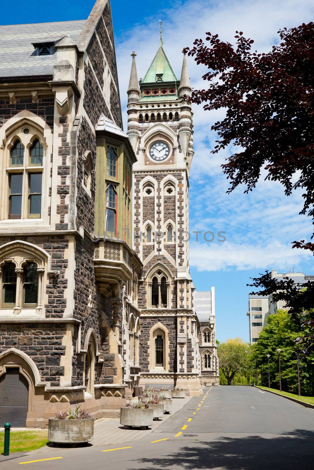 University of Otago Registry Building with clocktower, Dunedin, New Zealand