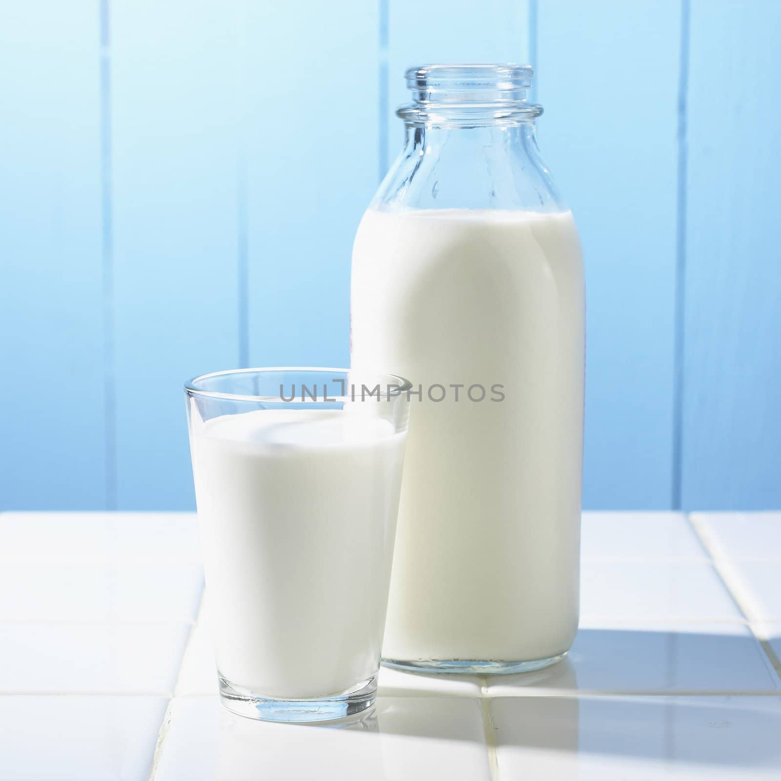 Glass and Bottle of Milk