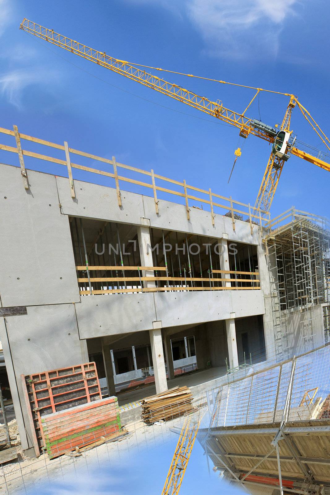 housing construction residential construction background and blue sky