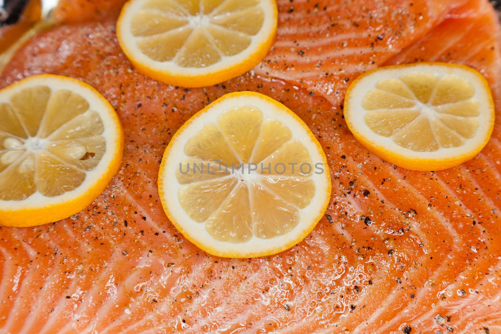 Salmon with orange slices by melastmohican