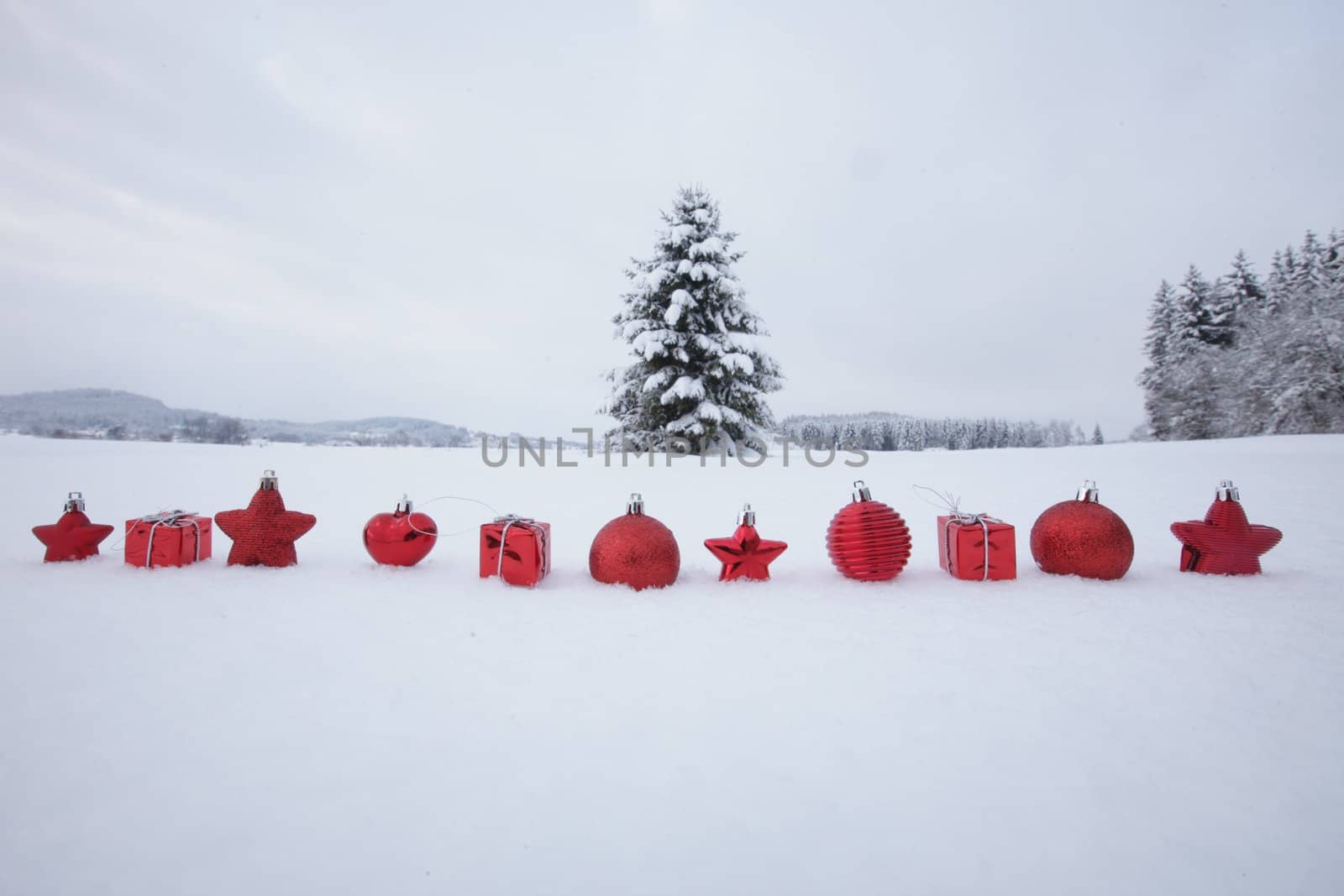 Christmas decoration snowy landscape by yucas