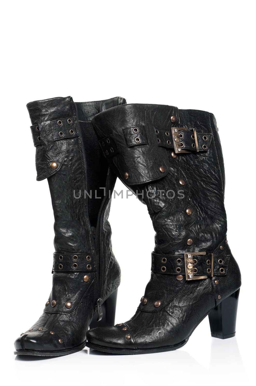 New boots women fashion on white background