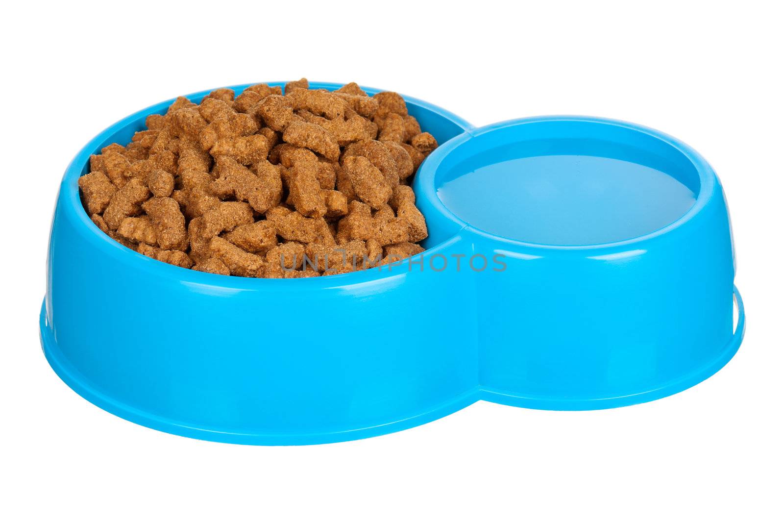 Dog food in bowl isolated on a white background