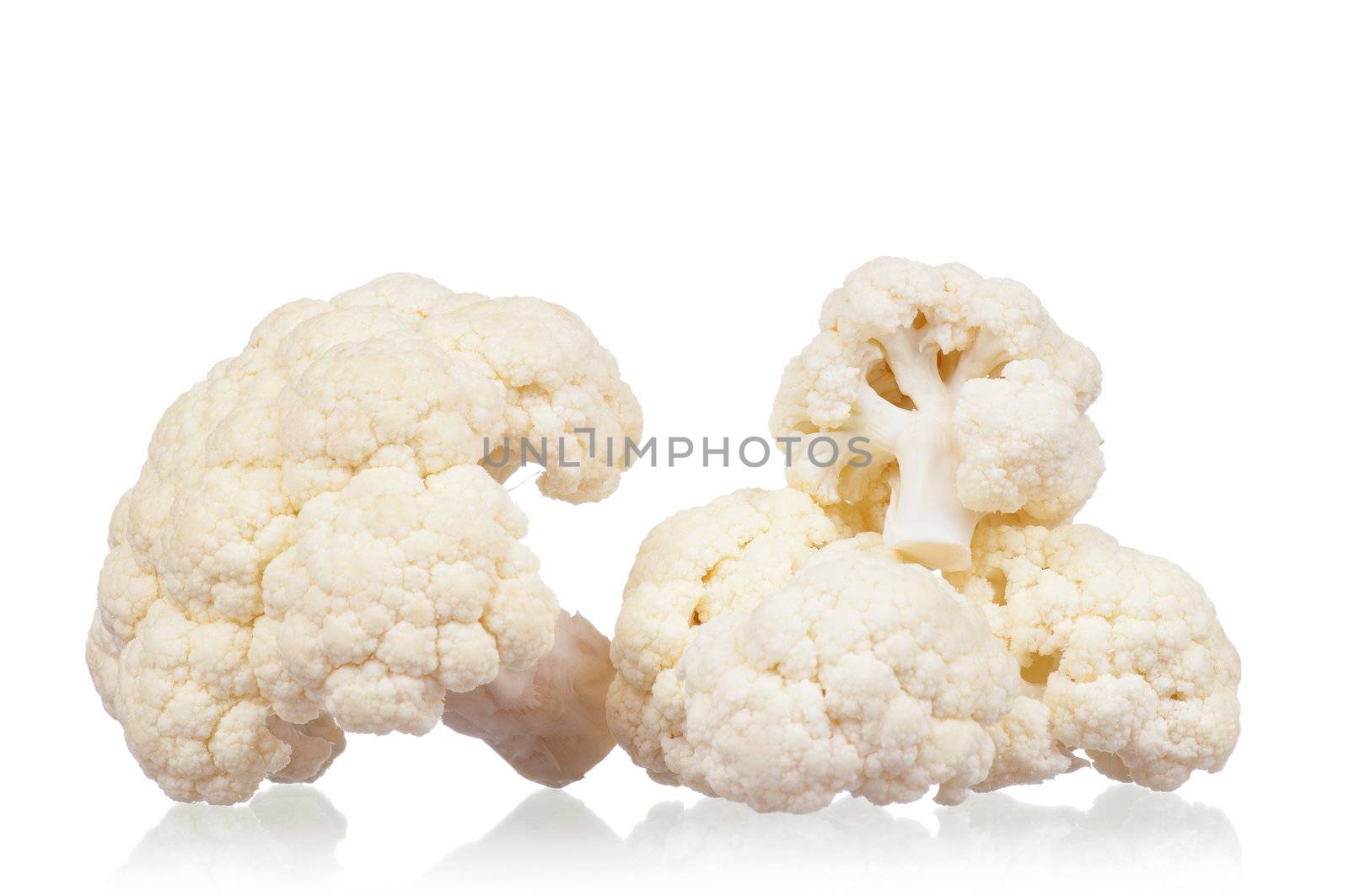 Fresh cauliflower cabbage vegetable on white background