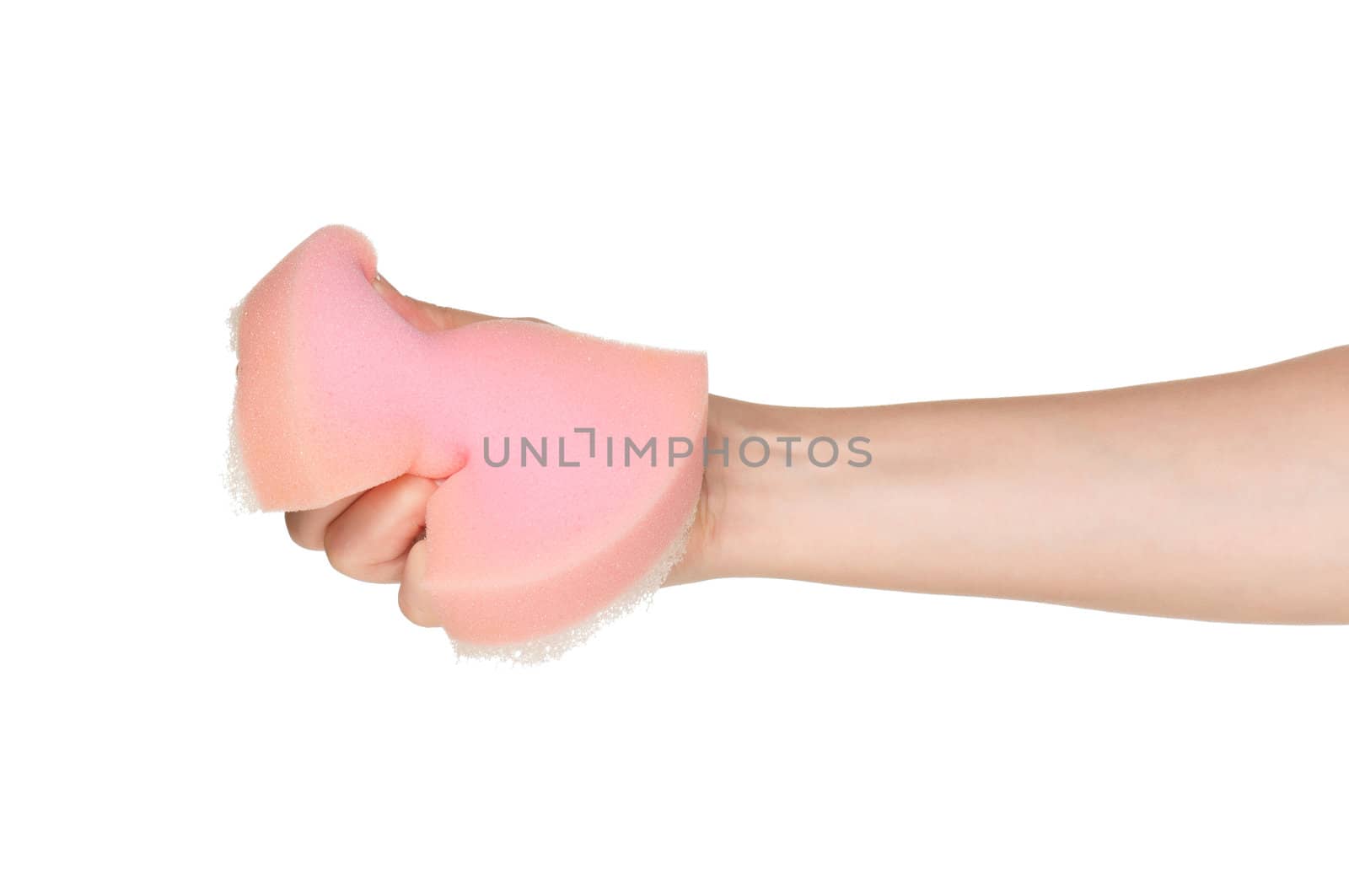 Hand with kitchen sponge by fotostok_pdv