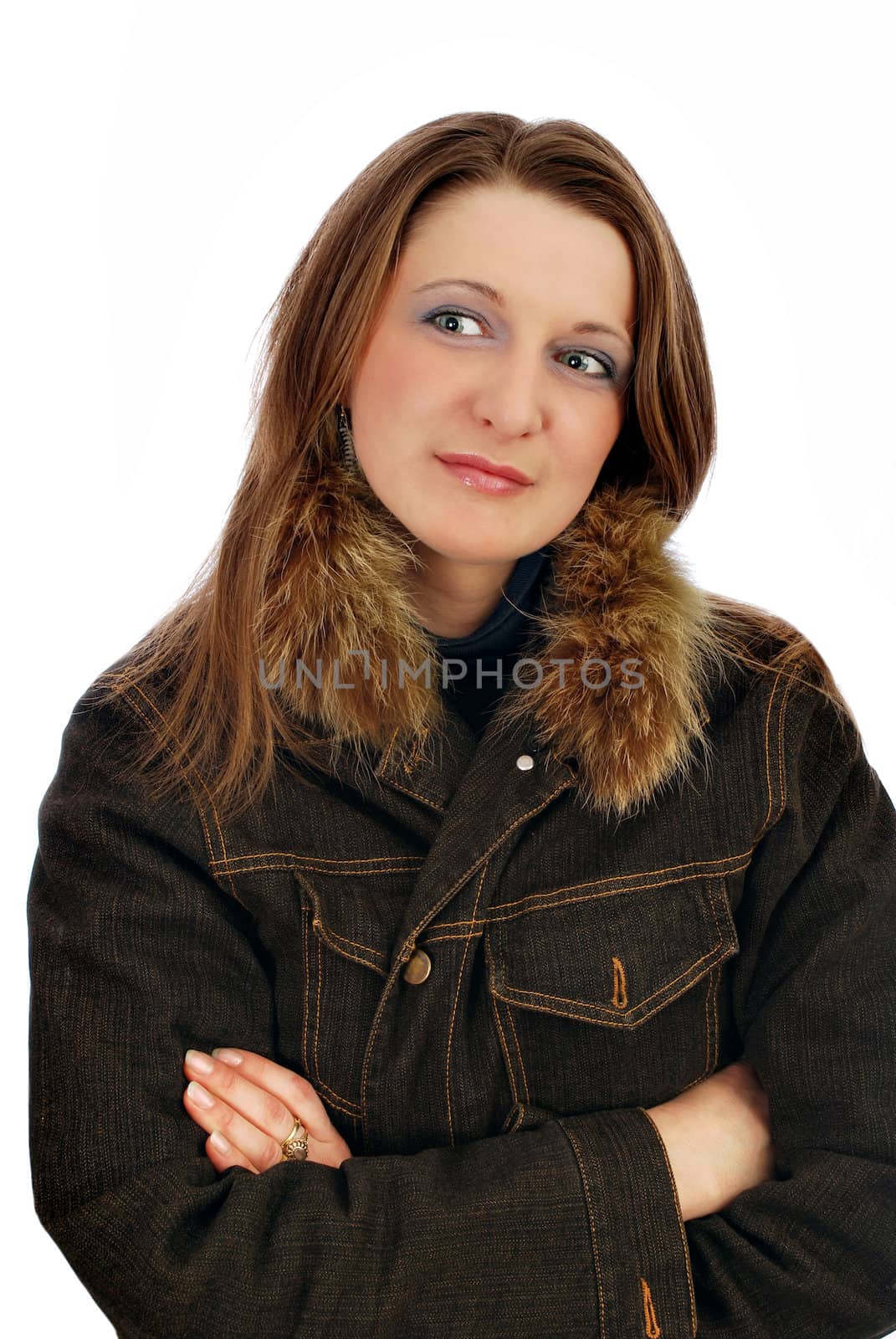 Girl portrait on white background studio shot