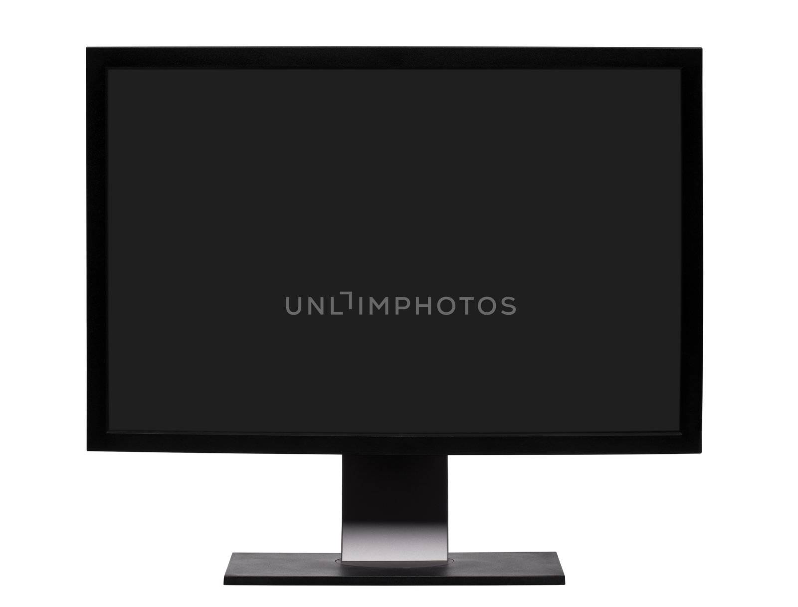 Professional  widescreen monitor with blank white screen. Isolated on white background..