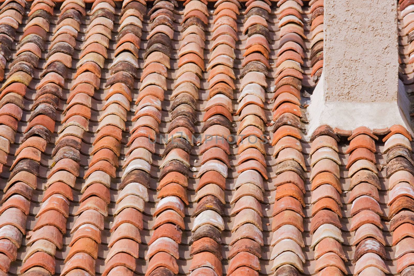 French red clay roof tiles
