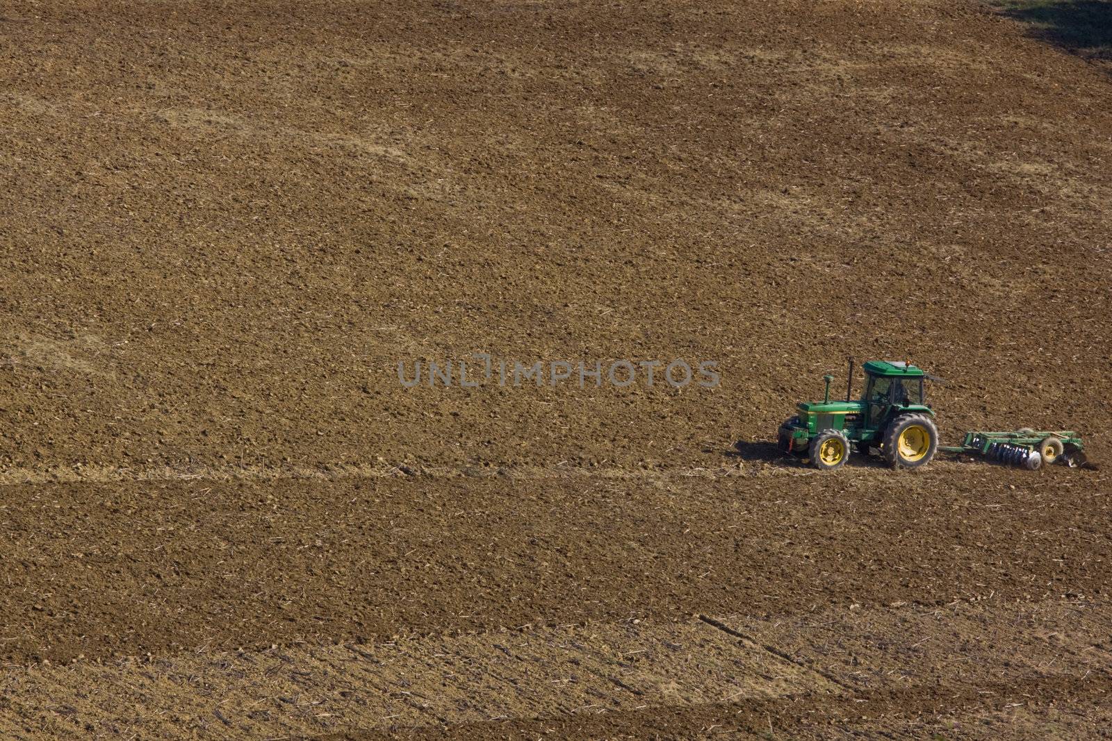 Land being turned at the end of the growing season in SW France