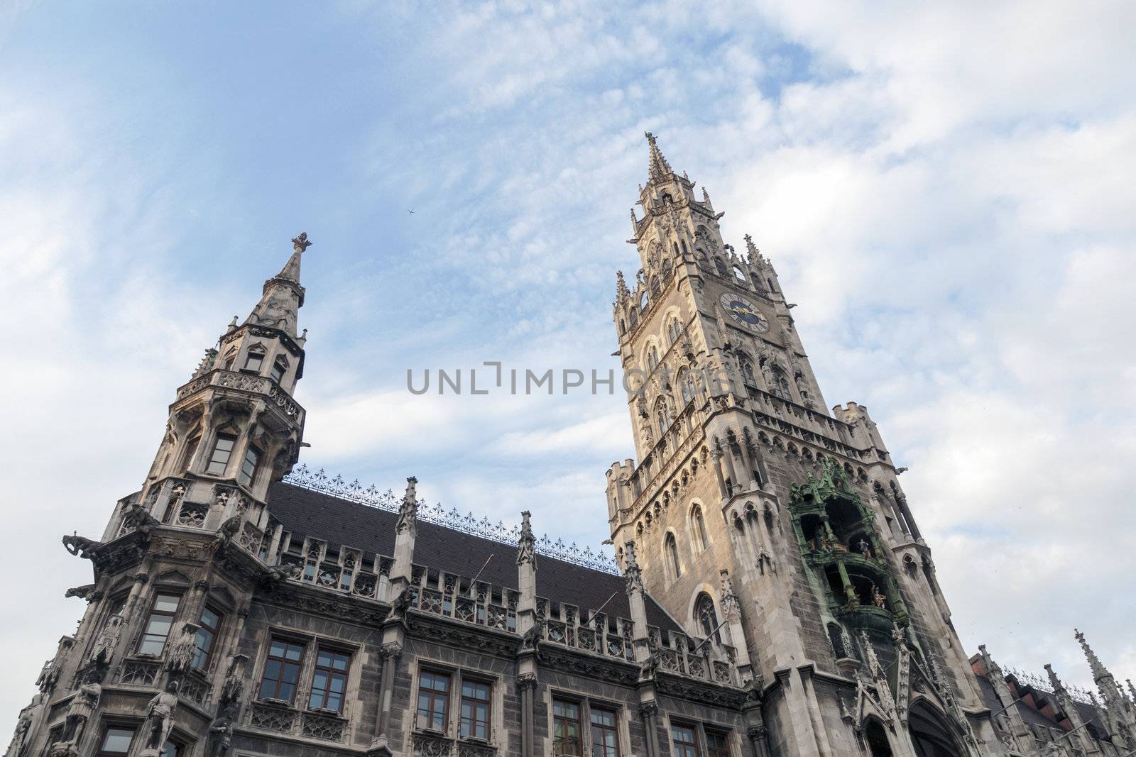 angle view to the famous New Town Hall (Neues Rathaus) in Munich, Germany