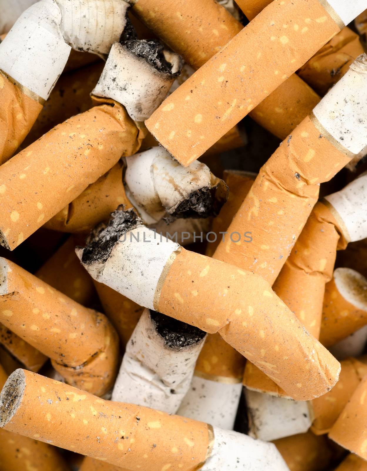 Vertical background from cigarettes with the filter