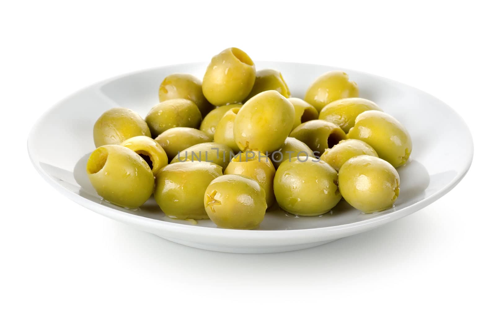 Olives in a plate isolated on a white background
