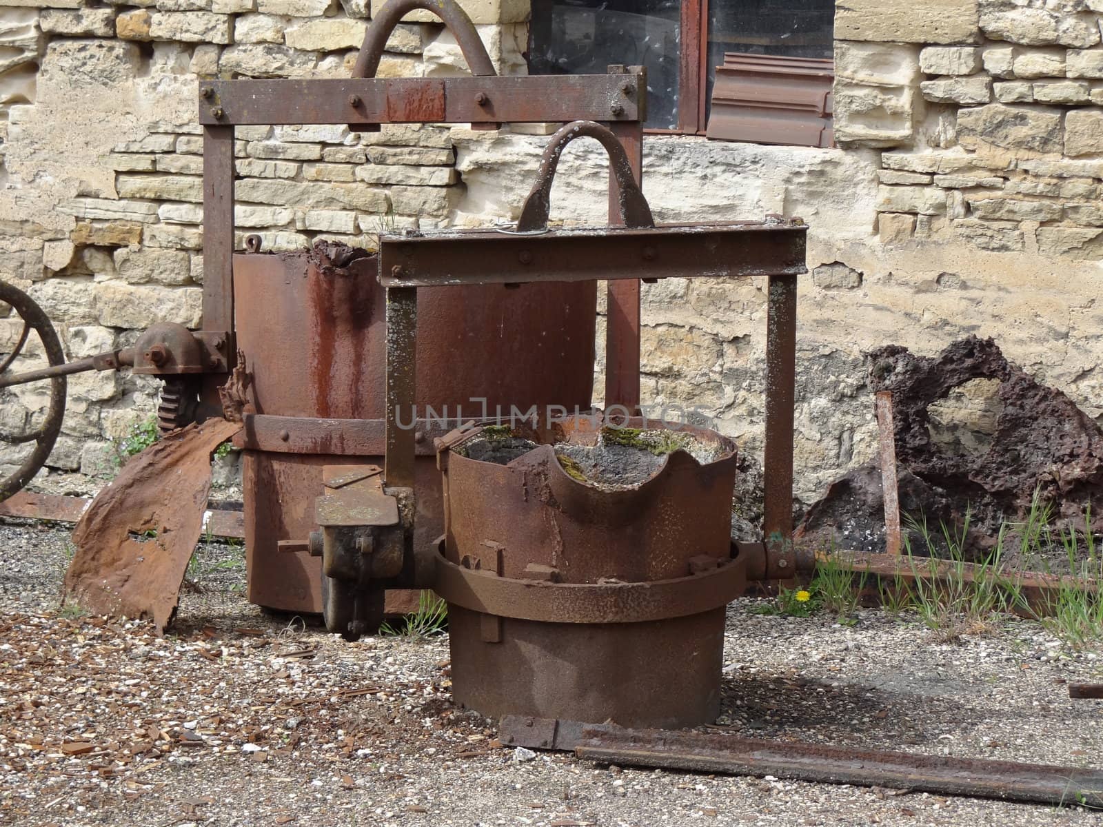 rusty old pot in an old foundry