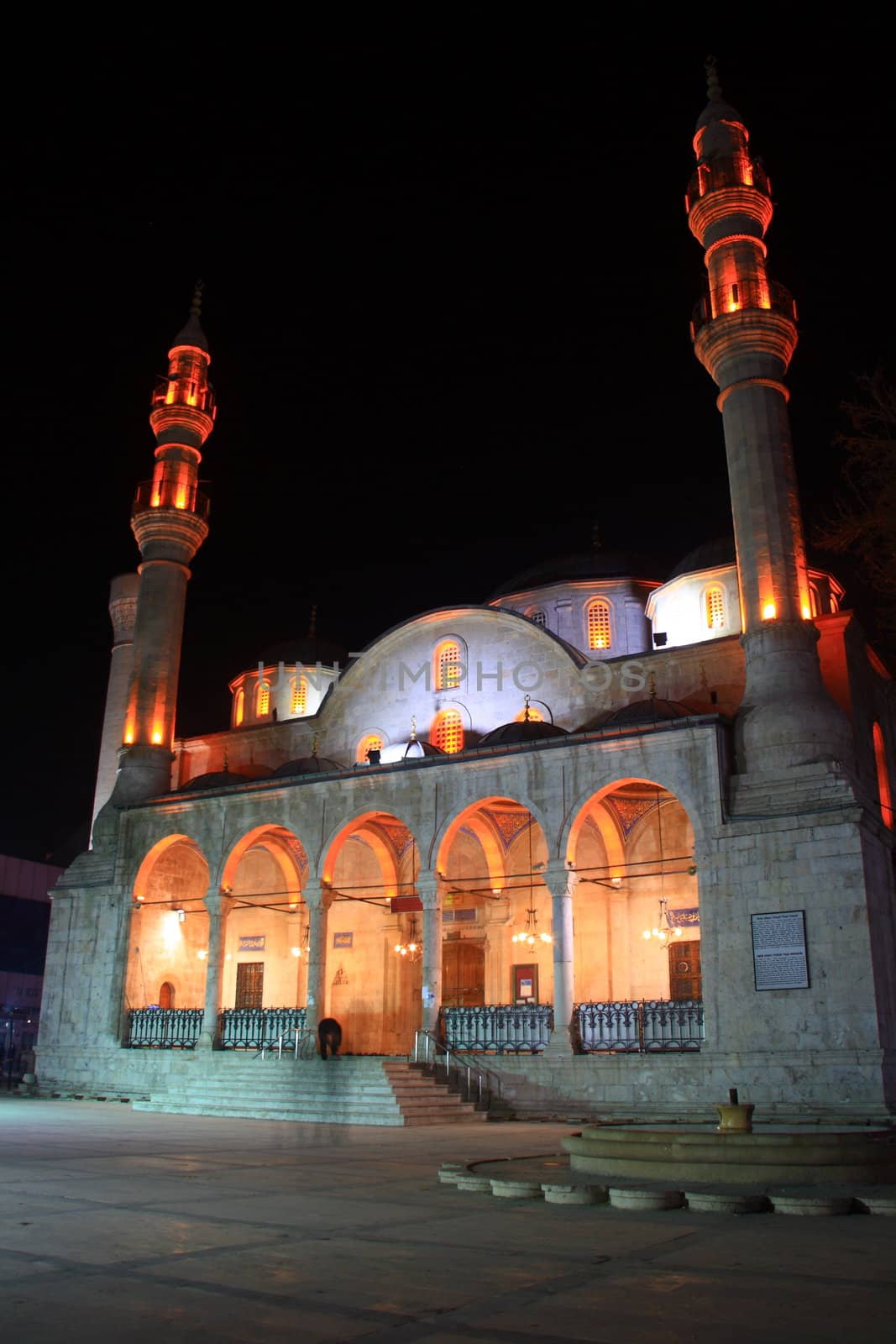 historical Yeni mosque in Malatya photographed at evening 