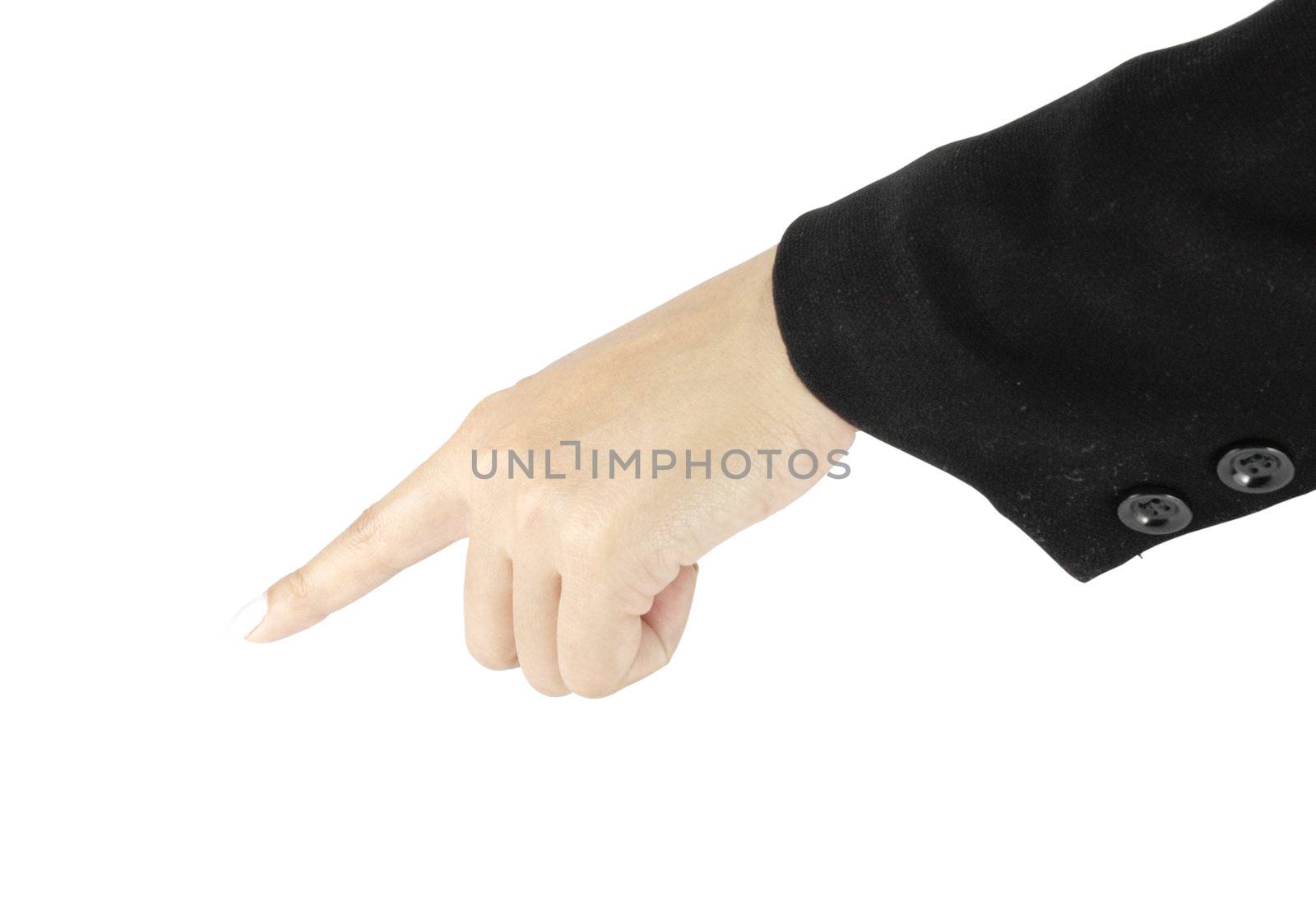 hand pushing on white background by geargodz