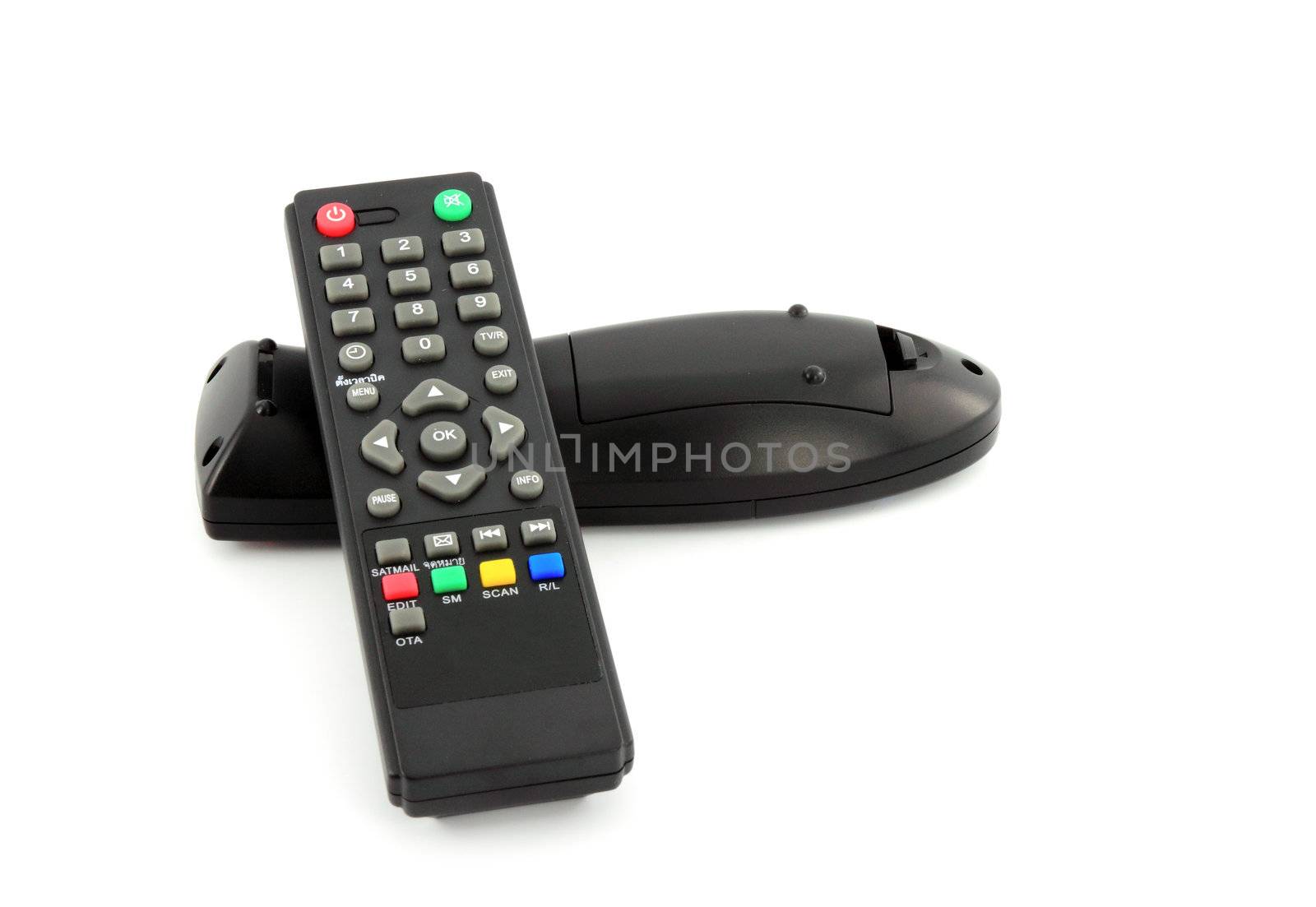 TV remote control on a white background by geargodz