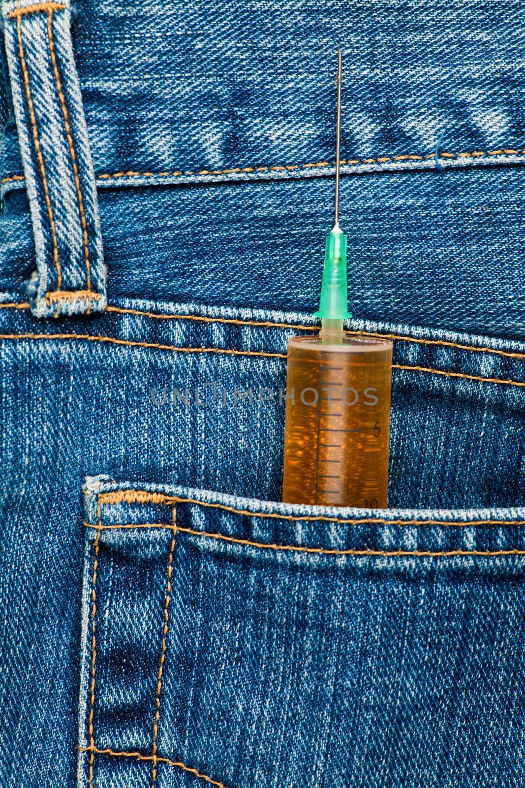 Syringe in a pocket by naumoid