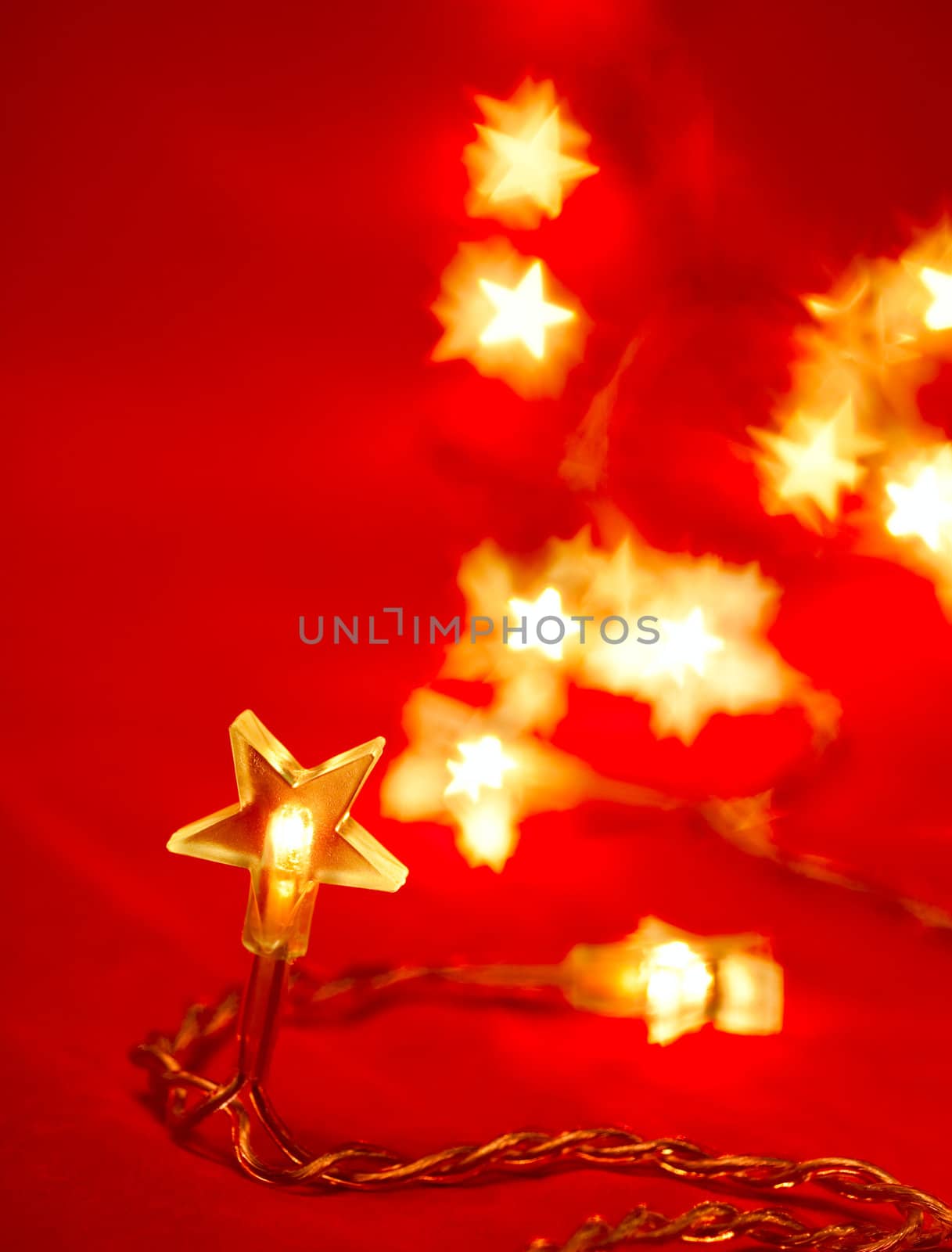 Star shaped Christmas lights, shallow DOF