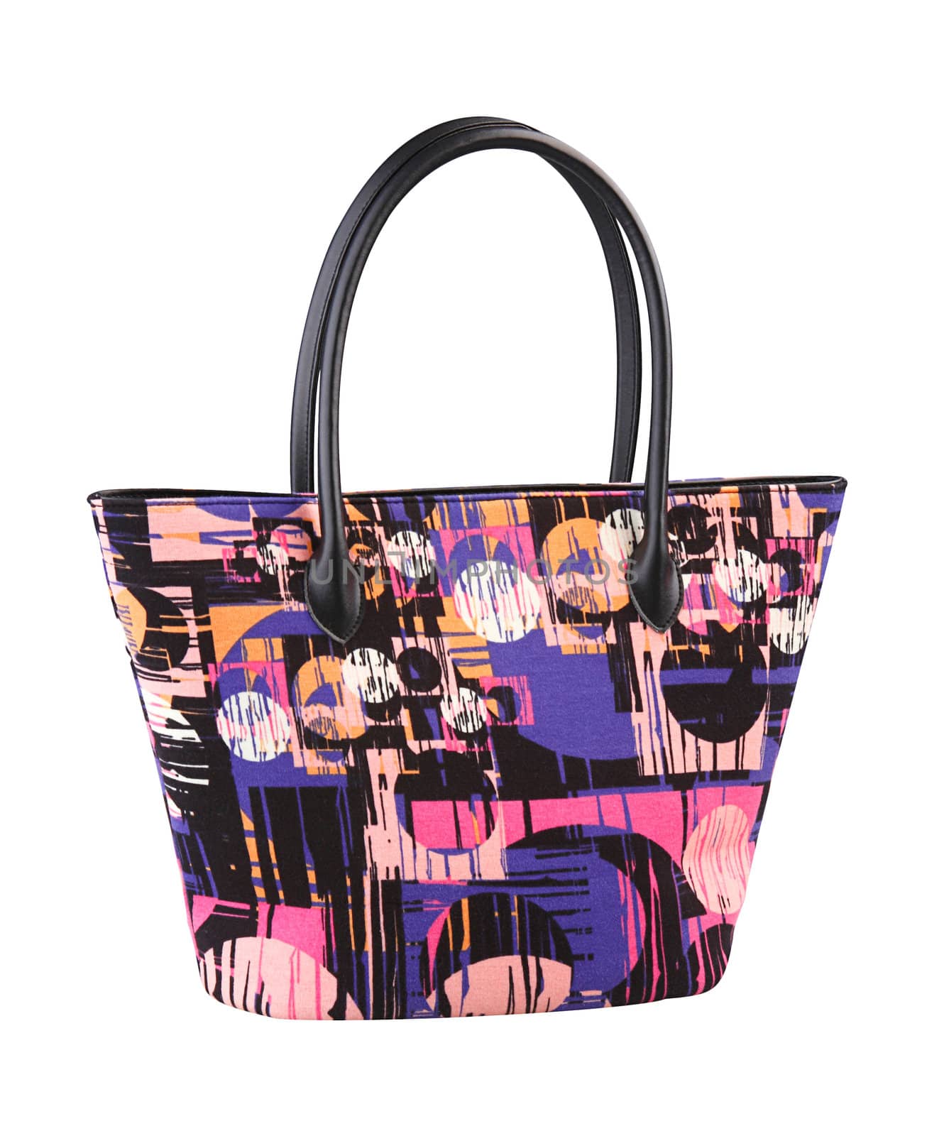 Colorful lady pattern handbag isolates 
