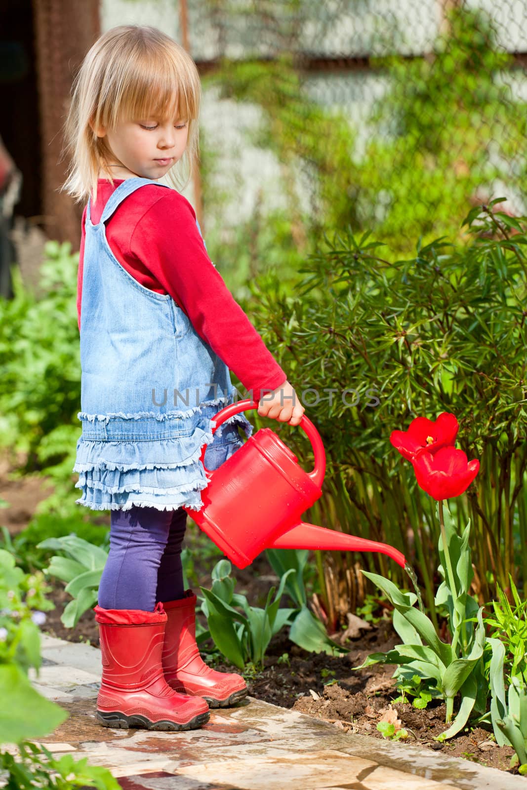 Girl with watering can by naumoid