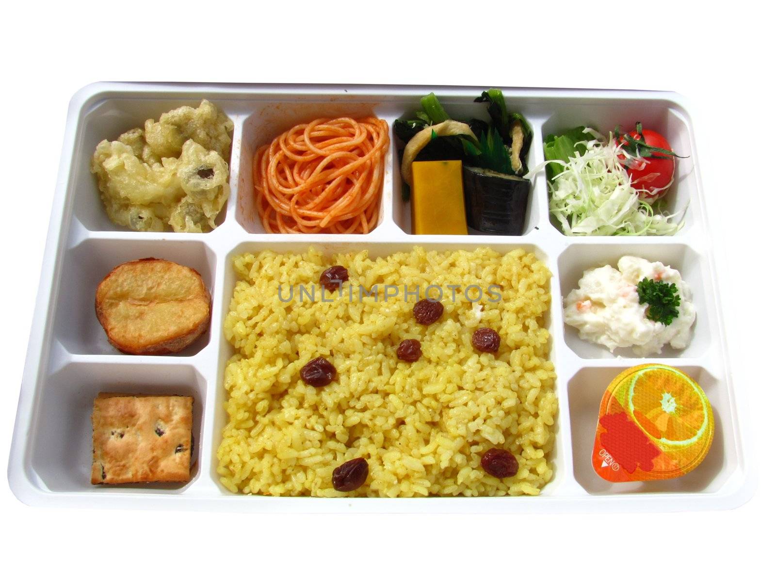 Vegetarian lunch packet with many food  ingredients