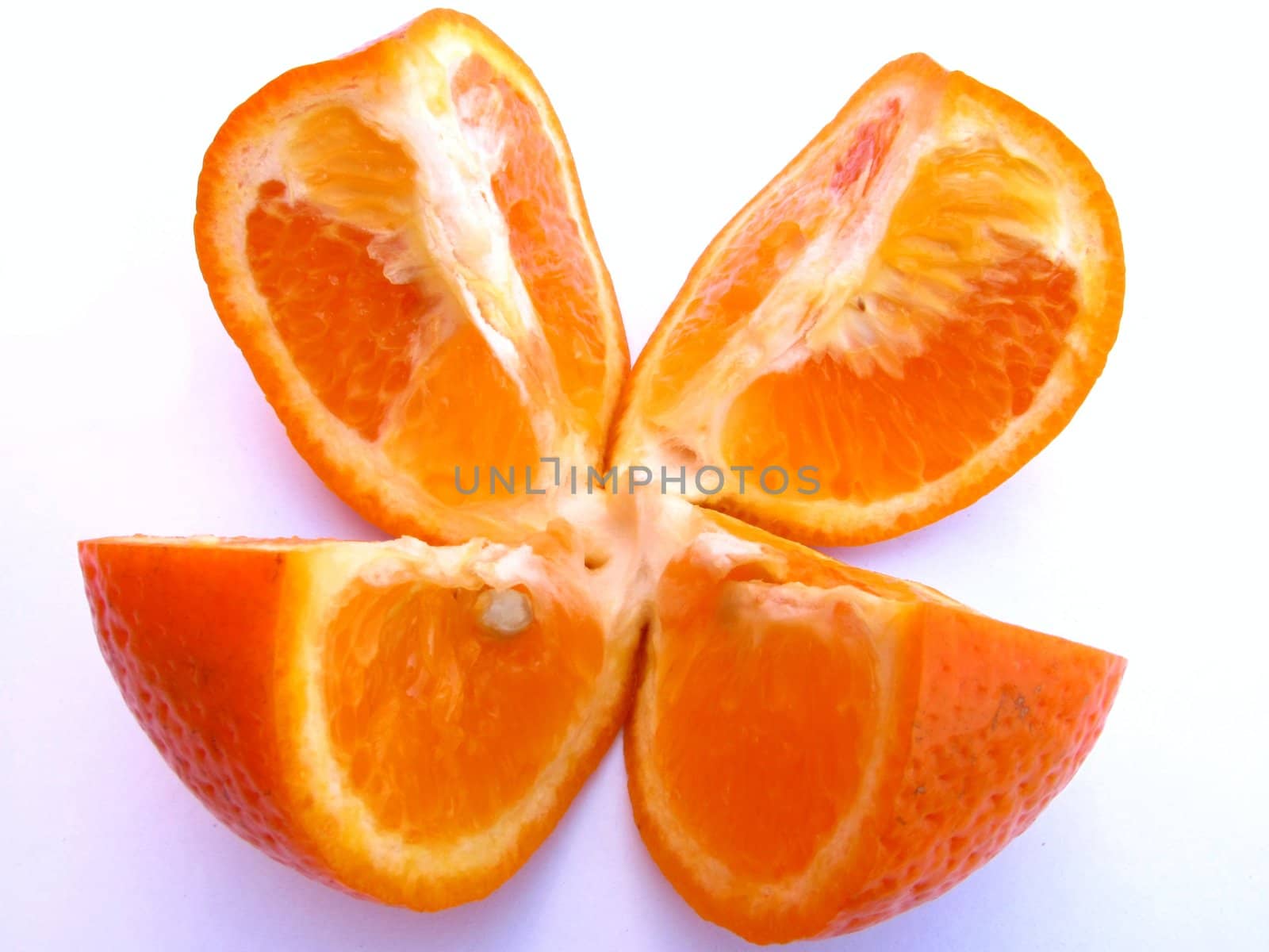 Image of sliced juicy orange isolated on white background