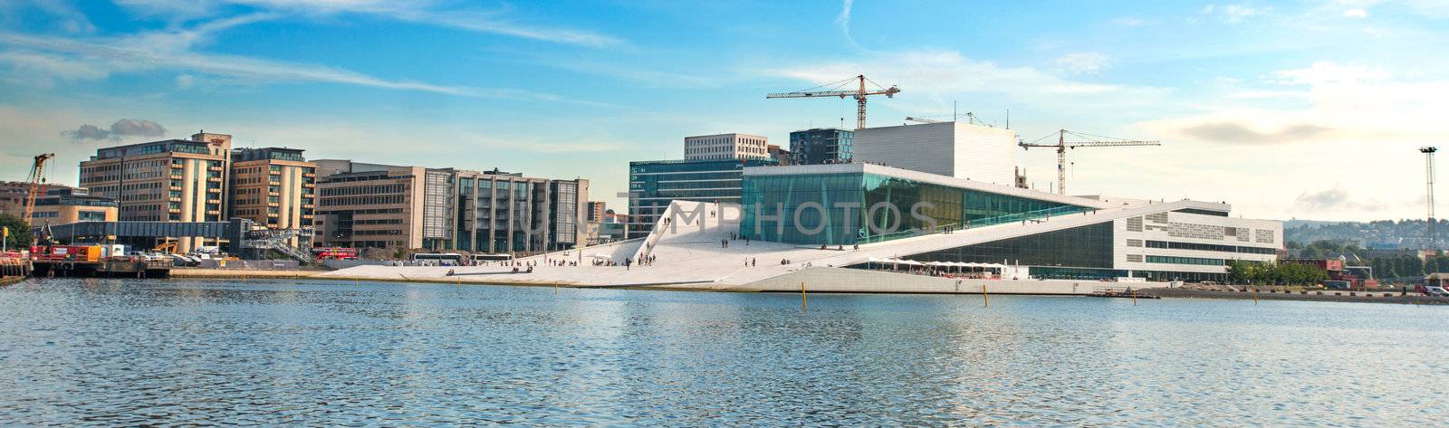 OSLO, NORWAY - AUGUST 13: View on a side of the National Oslo Opera House on August 13, 2012, which was opened on April 12, 2008 in Oslo, Norway