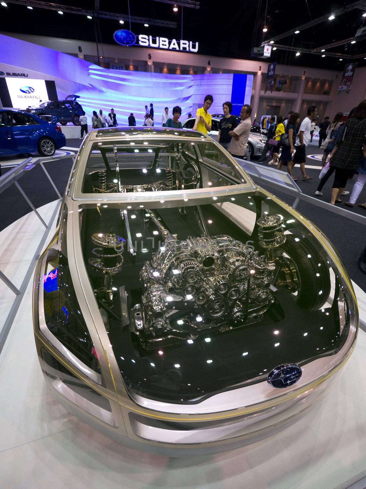 BANGKOK - DECEMBER 4: Subaru shows a transparent version of their BRZ sports car at the annual Motor Expo at Impact Challenger on December 4, 2012 in Bangkok, Thailand.