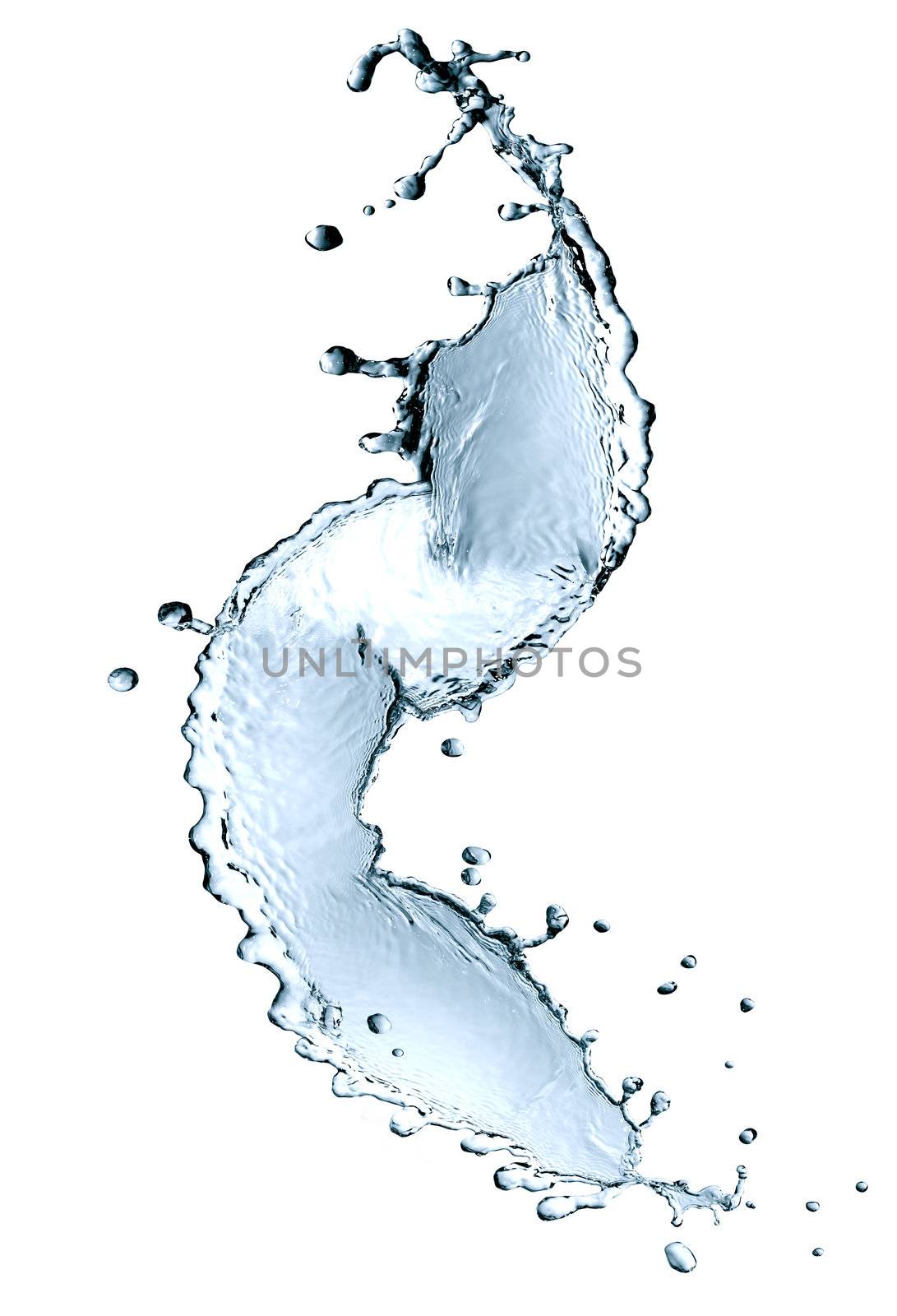 Abstract blue splashing water on white background