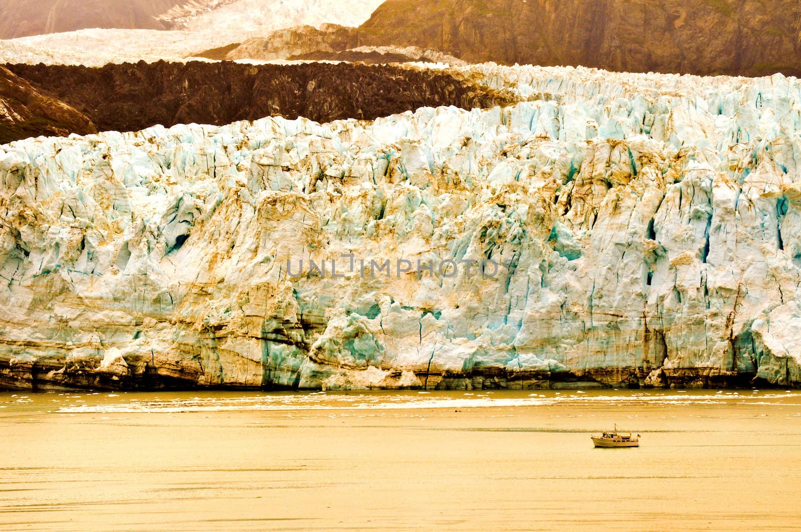Alaskan Glacier and Boat by RefocusPhoto