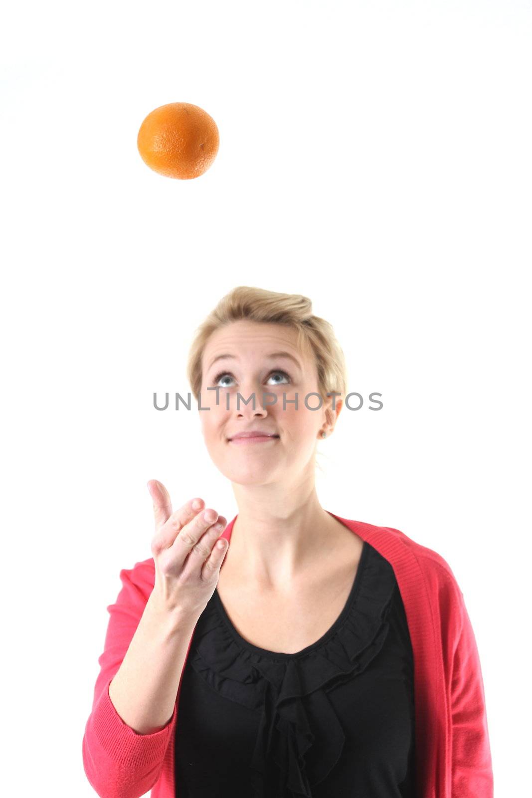 woman juggling with an orange by Teka77