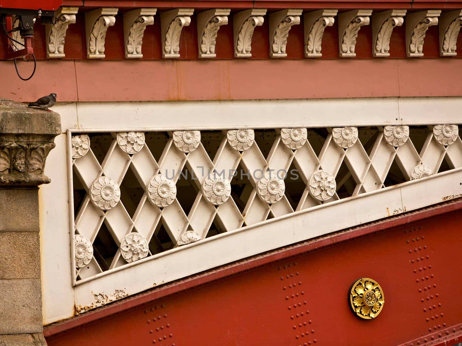 Metal red and white bridge 