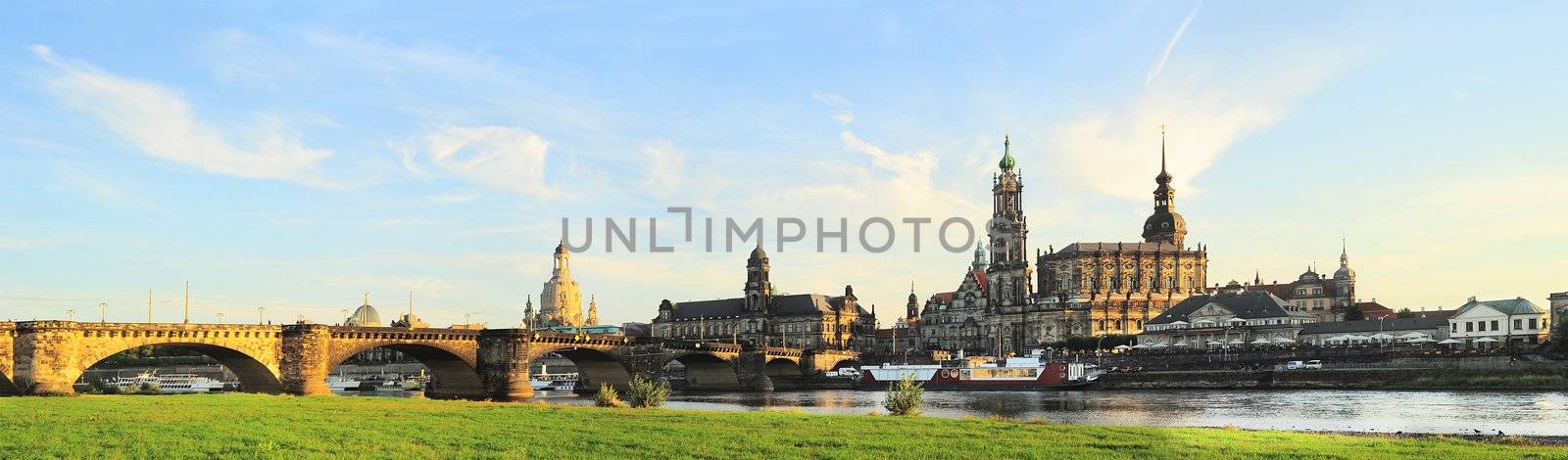 Skyline of Dresden at sunset. Germany