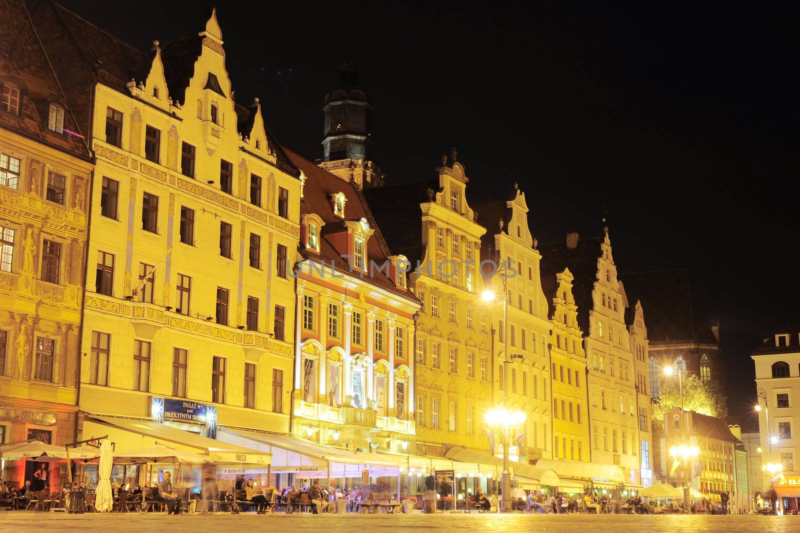 Wroclaw, Poland -  September 08, 2012 : Market square with many tourists in Old Town of Wroclaw, . About 15 million tourists visit Poland every year.