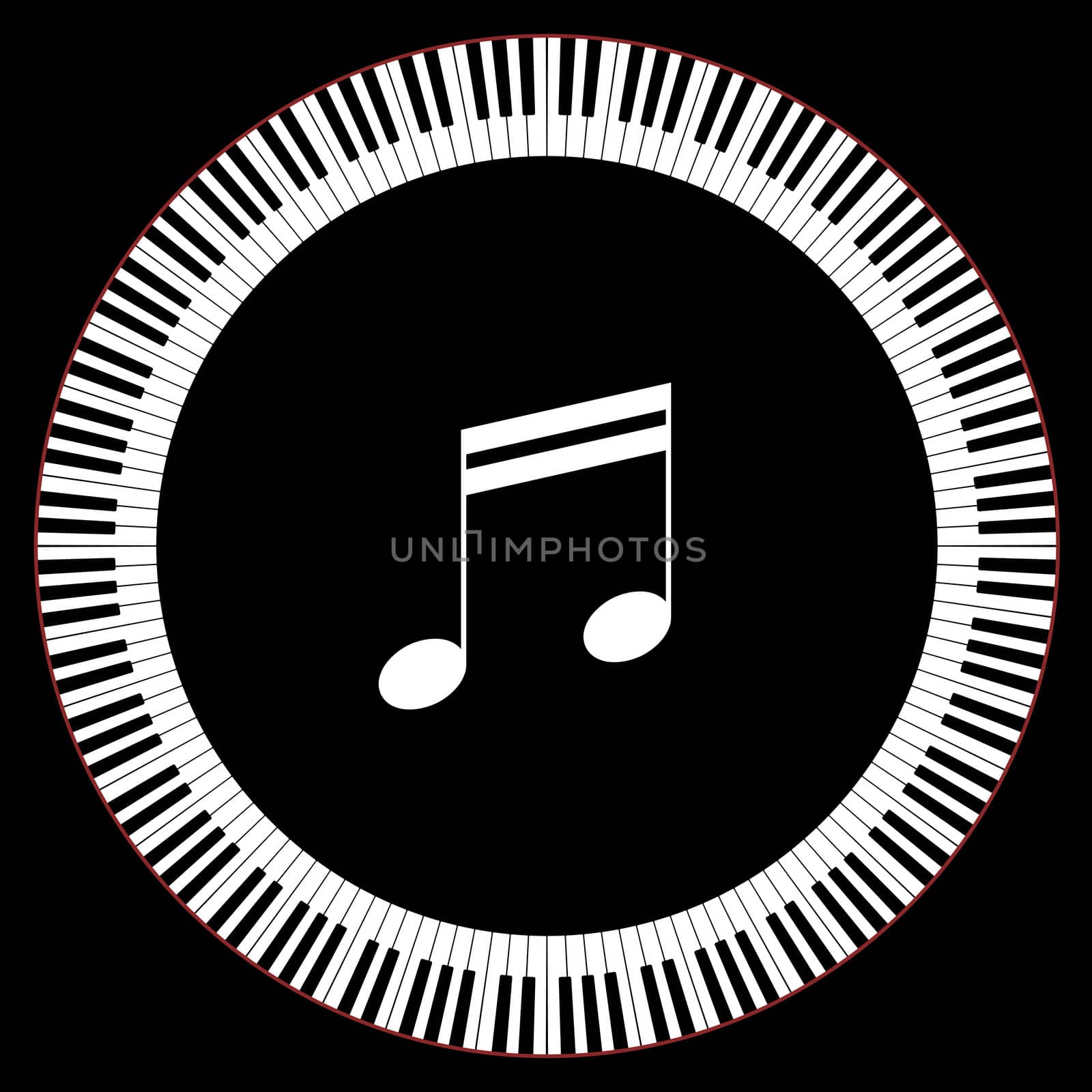 Circle of Piano Keys With Two Beamed Eight Notes