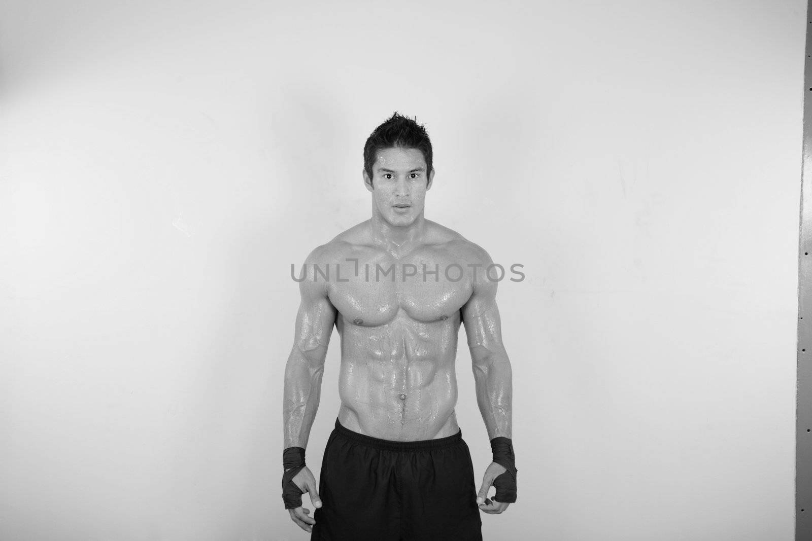 image of muscle man posing in gym