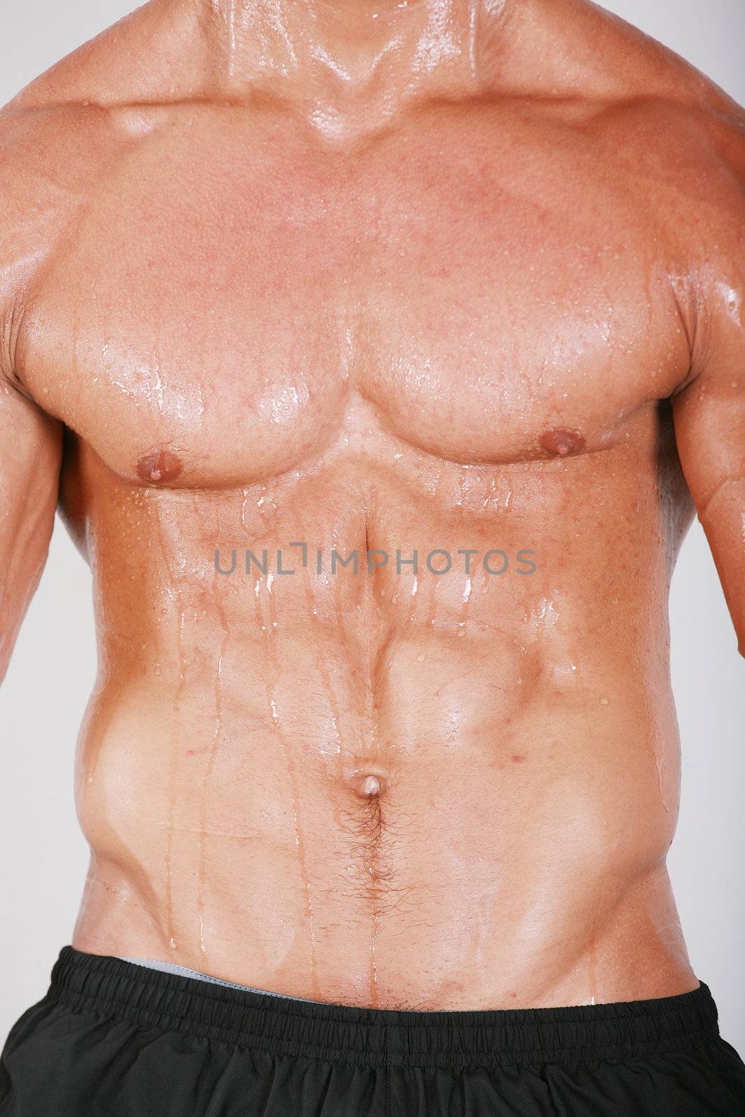 Muscular and tanned male naked torso by dacasdo