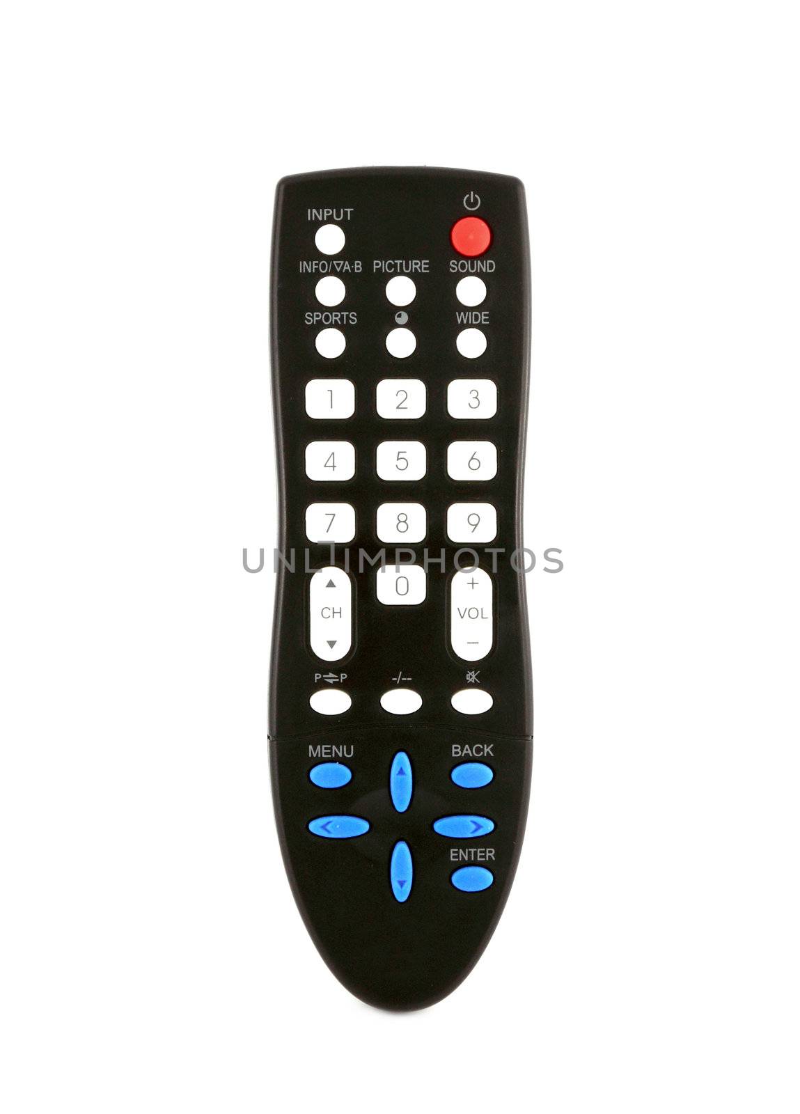 TV remote control isolated on white by geargodz