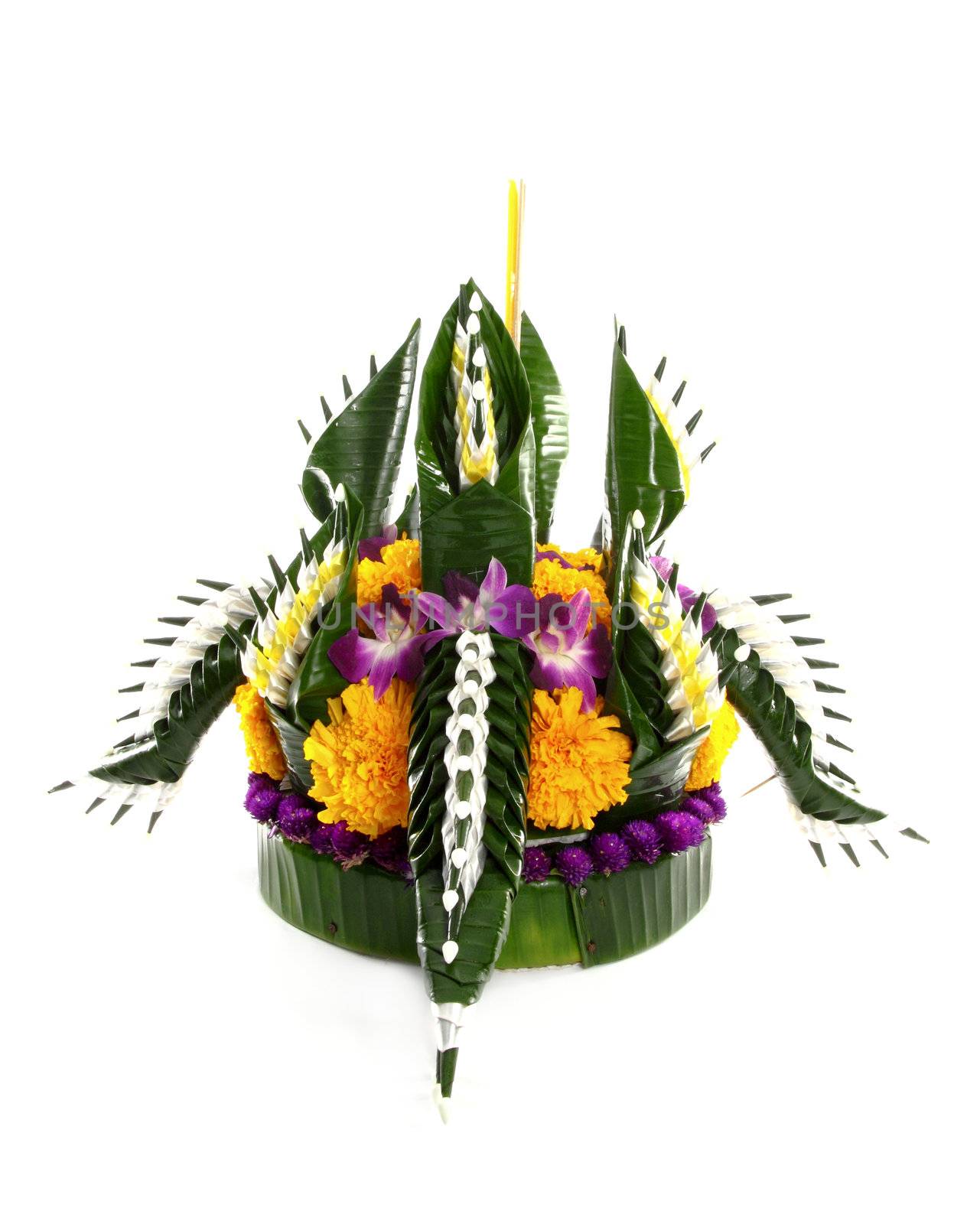 Loy kratong Festival in Thailand, on white background by geargodz