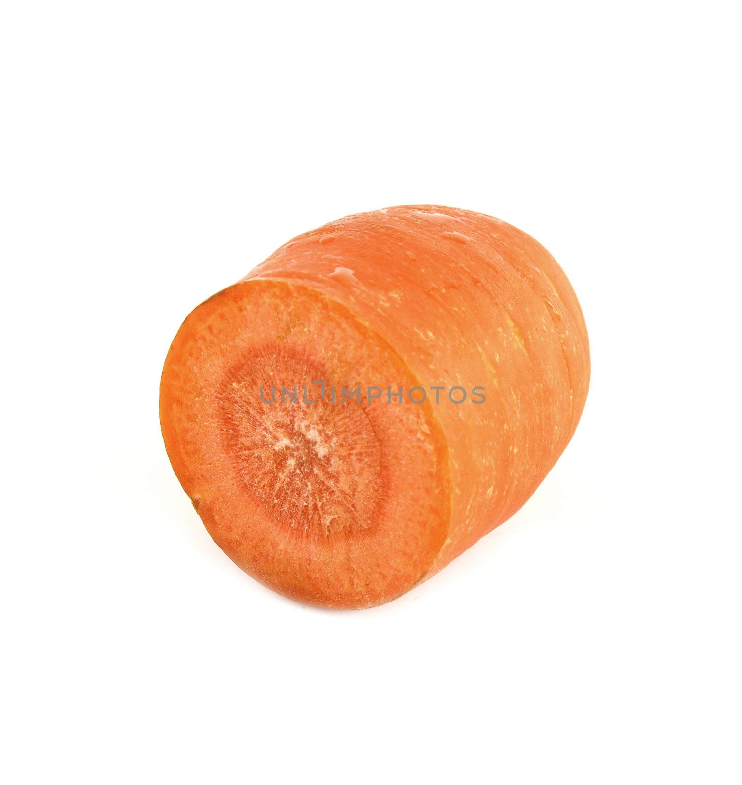 The cut carrots on a white background