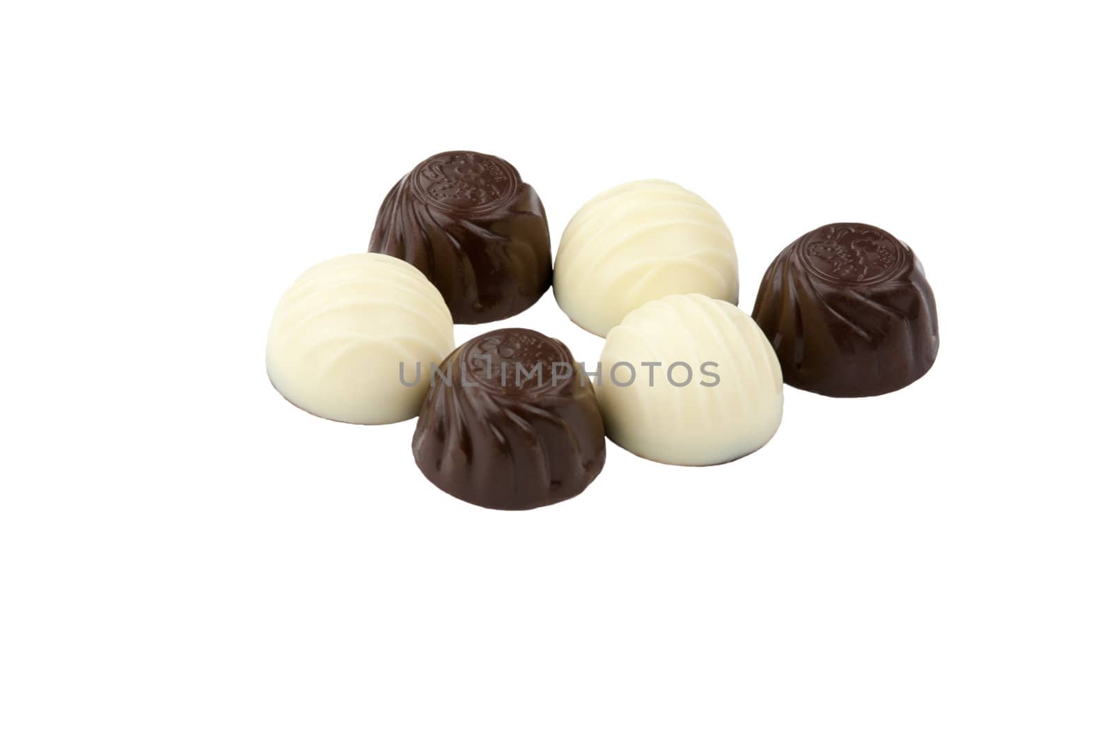 black and white chocolate isolated on white background